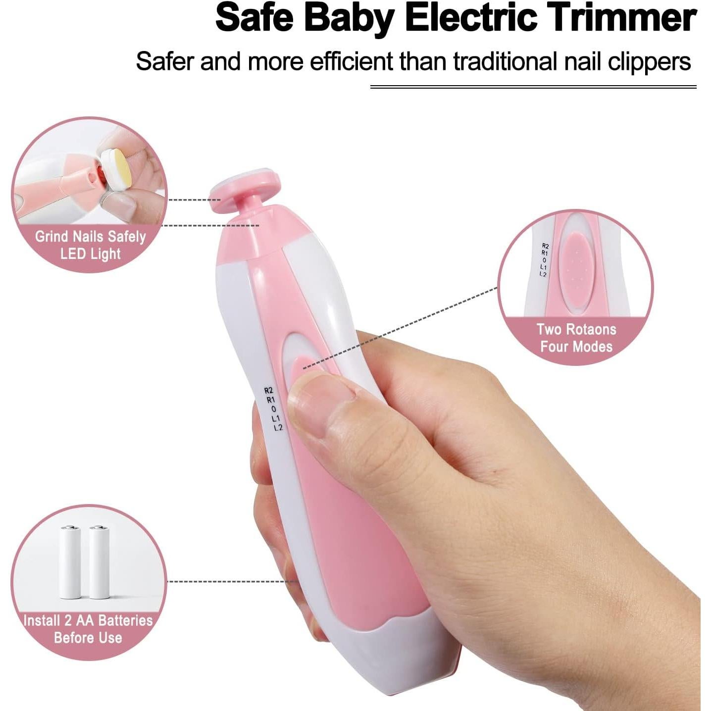 Cortador de Uñas Eléctrico SCAIKTIG Rosa con 6 Cabezas