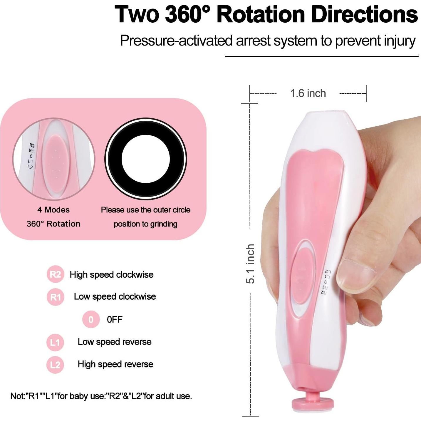 Cortador de Uñas Eléctrico SCAIKTIG Rosa con 6 Cabezas