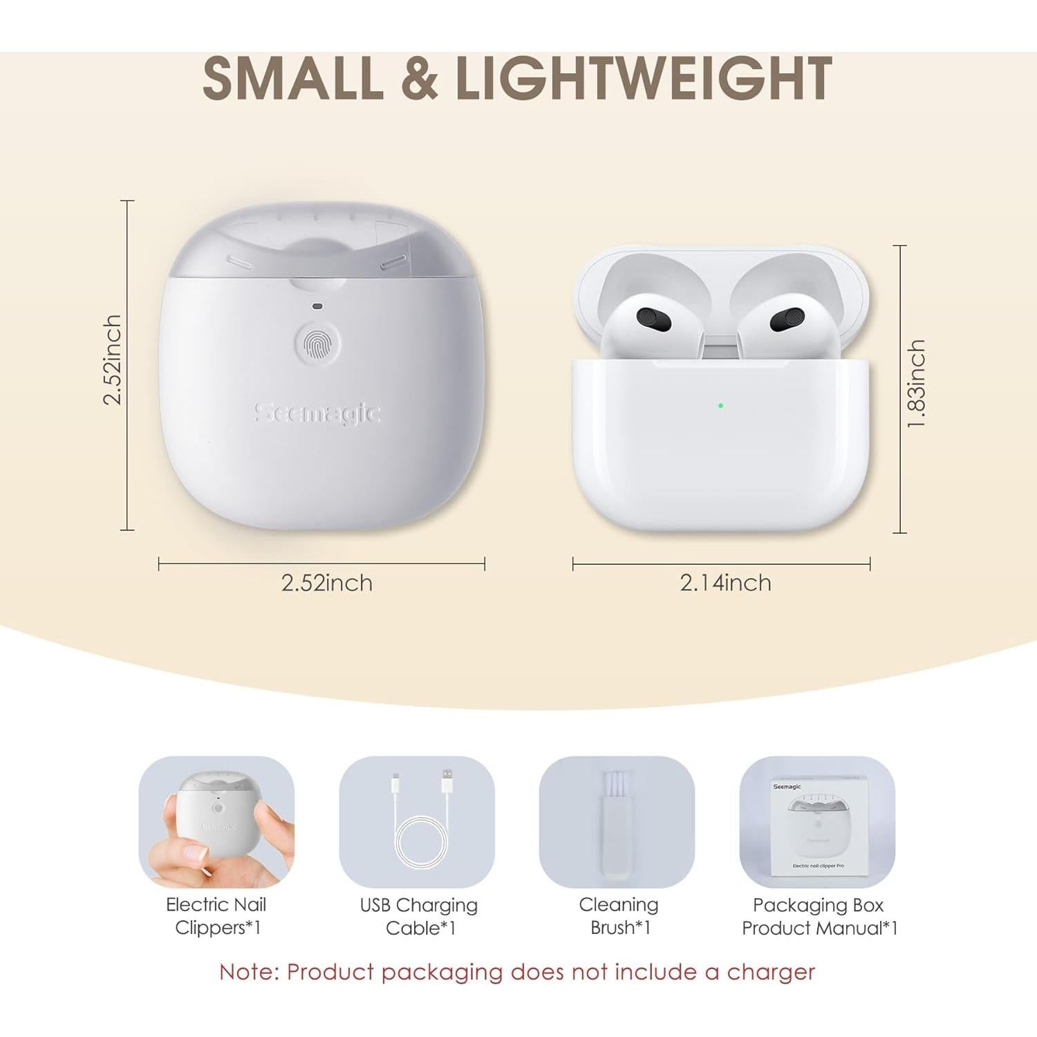 Cortauñas Eléctrico 2 en 1 Seemagic con Luz LED y USB