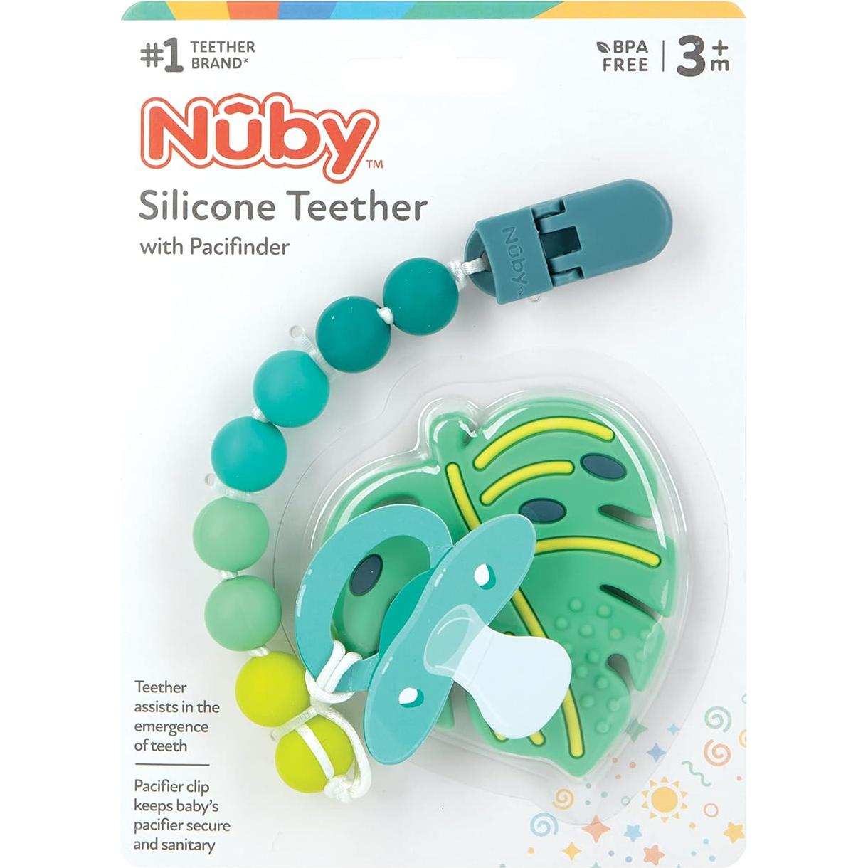 Mordedor de Silicona Nuby con Clip Pacifinder 3+ Meses