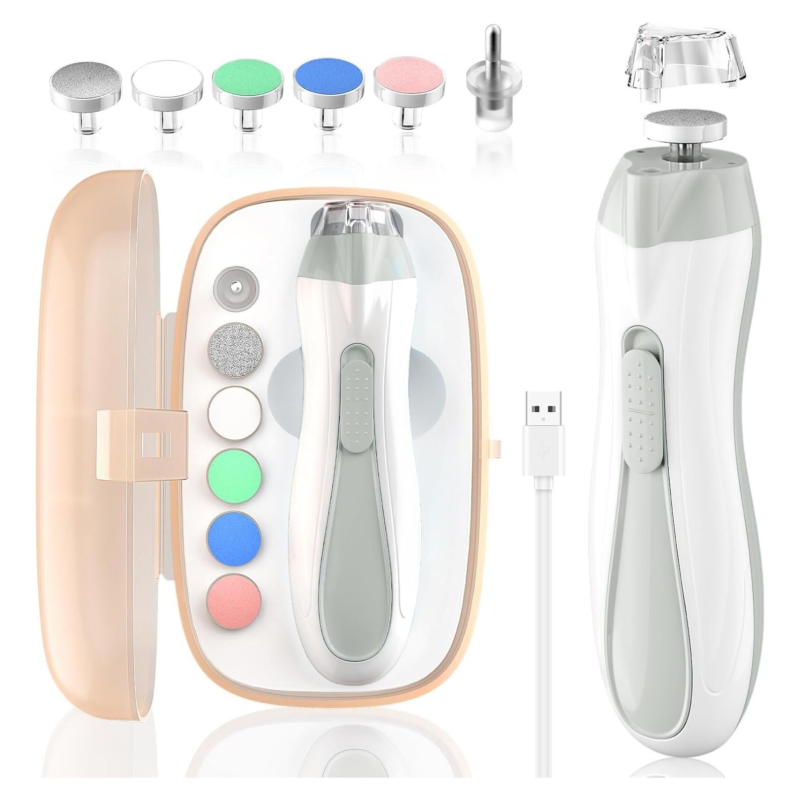 Cortauñas Eléctrico BSRGMS para Bebés y Adultos con Luz LED