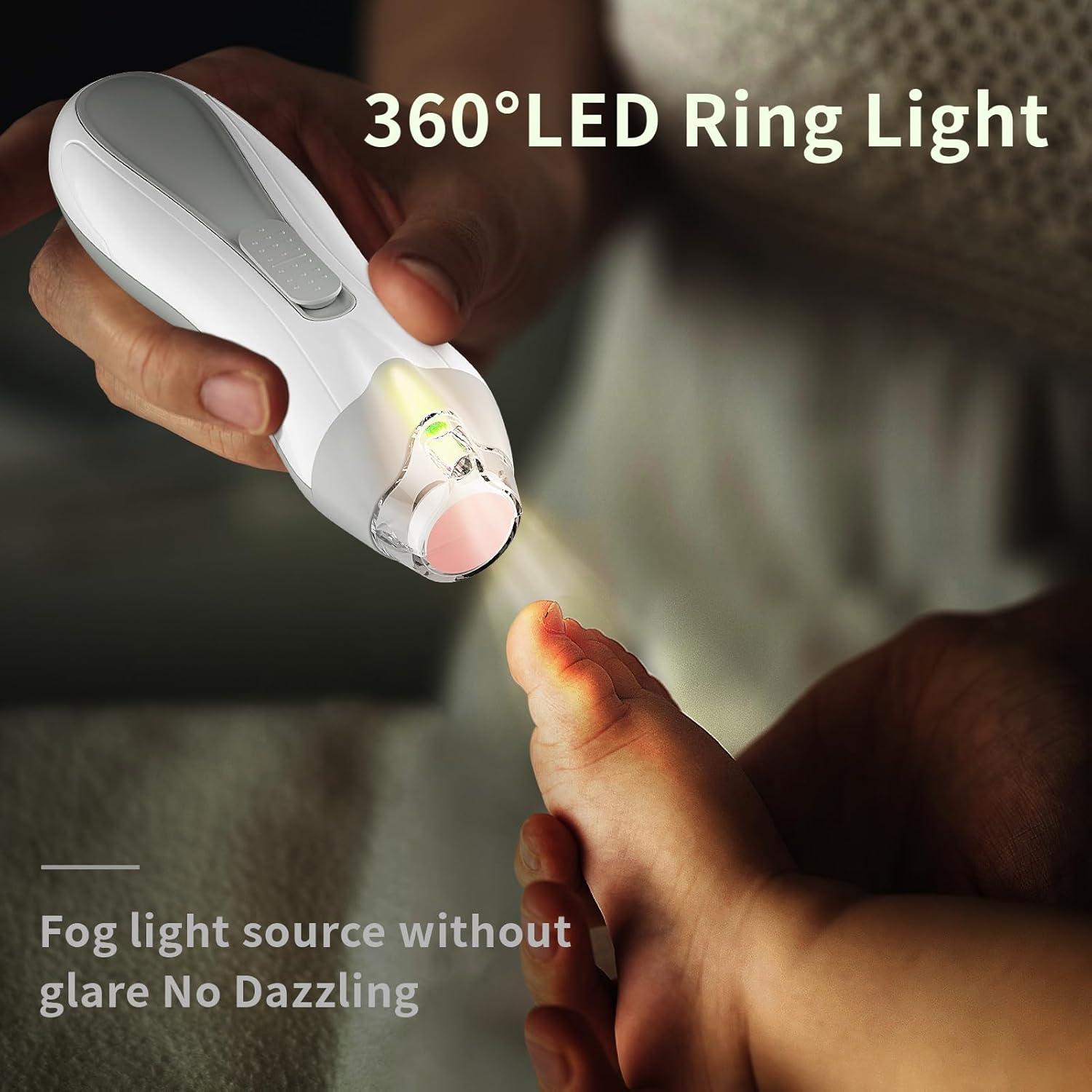 Cortauñas Eléctrico BSRGMS para Bebés y Adultos con Luz LED