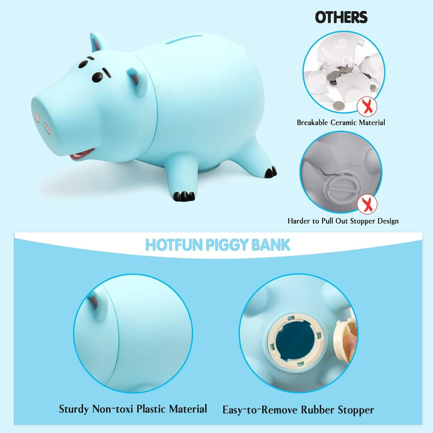 Hucha Hamm HOTFUN Cerdo Irrompible Azul para Niños