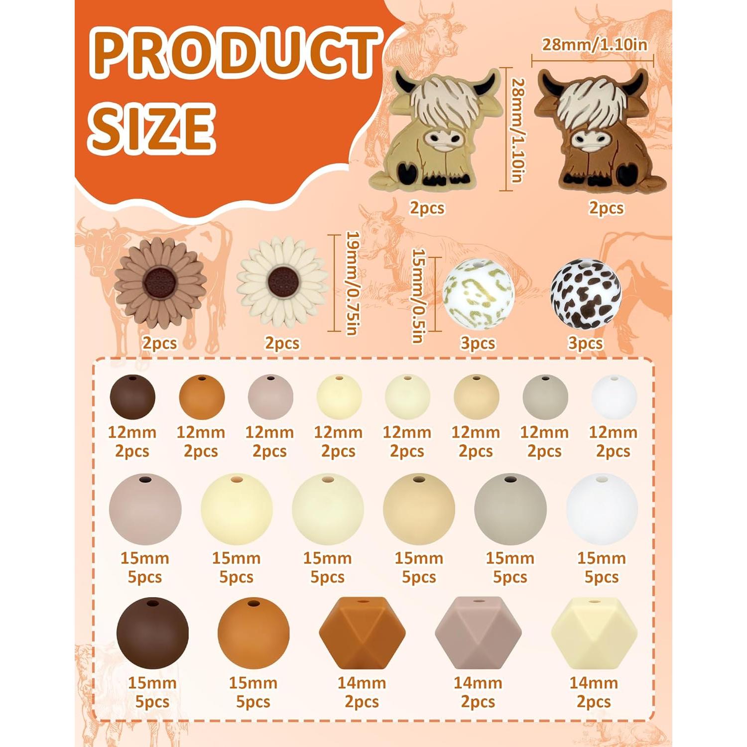 Juego de Perlas de Silicona FIVEIZERO 76 Piezas Vaca DIY