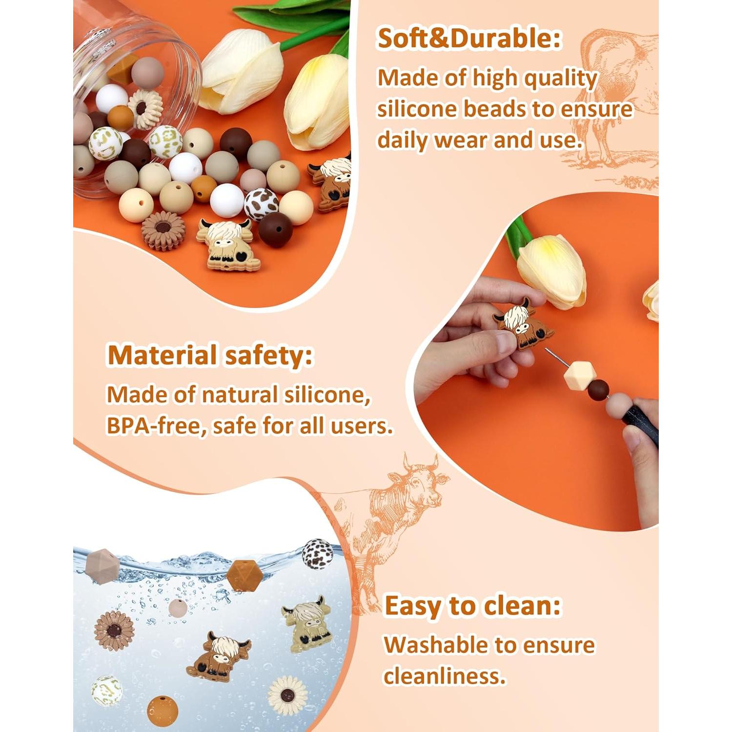 Juego de Perlas de Silicona FIVEIZERO 76 Piezas Vaca DIY