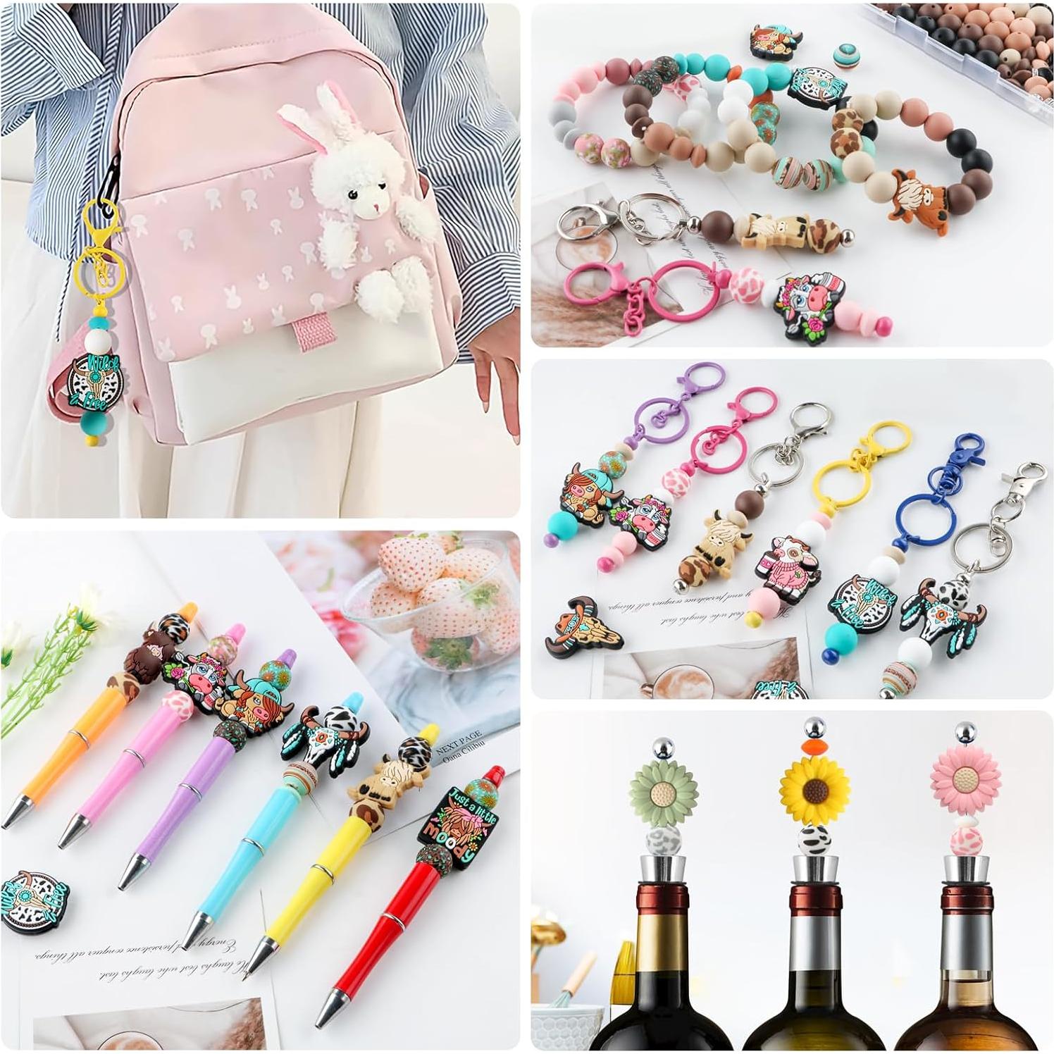 100 Perlas de Silicona HHCFAST Turquesa 15mm y 12mm para DIY