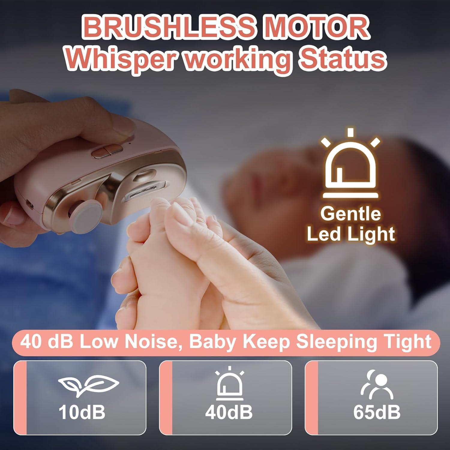 Cortador de Uñas Eléctrico TOPIEI Rosa 3 en 1 con Luz LED