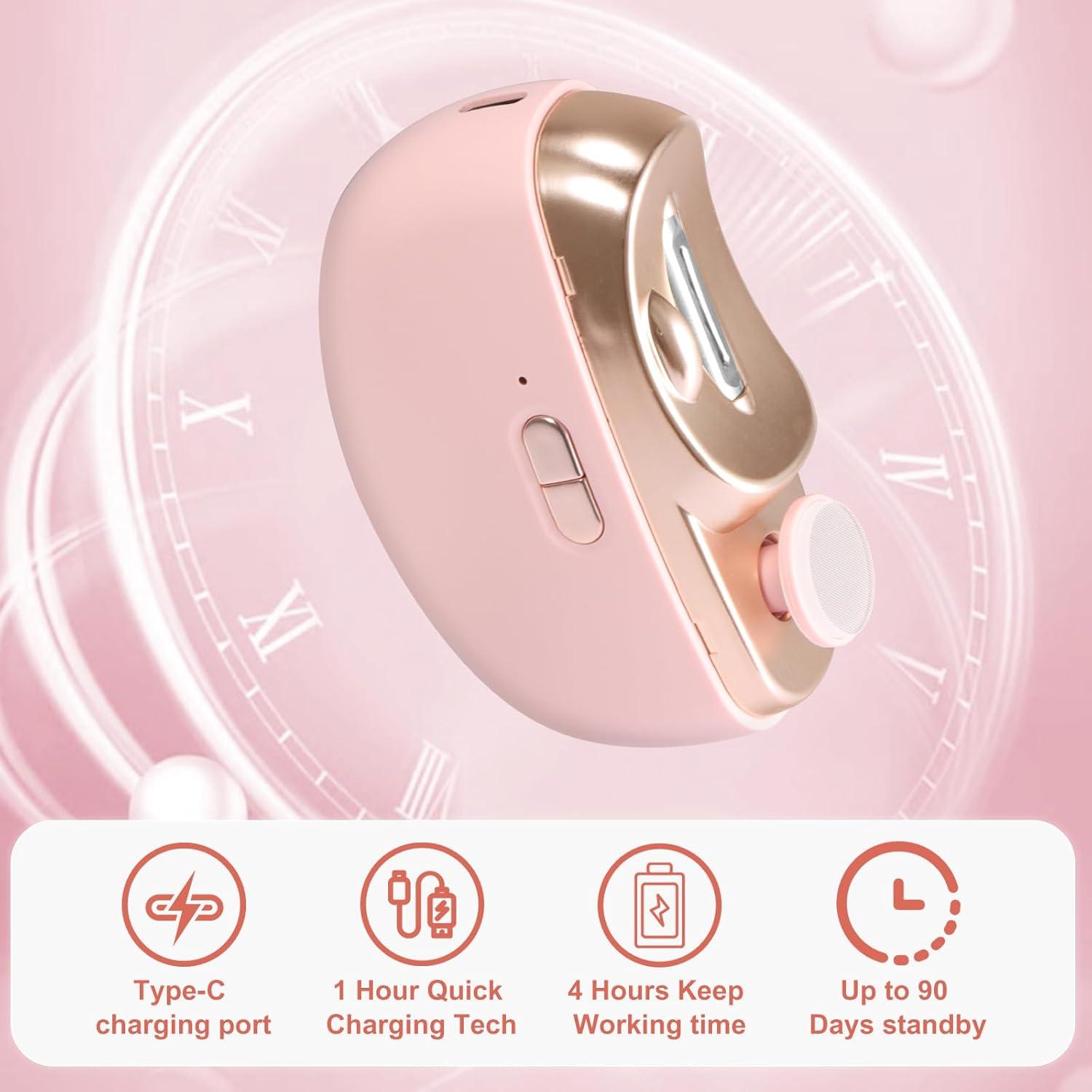 Cortador de Uñas Eléctrico TOPIEI Rosa 3 en 1 con Luz LED