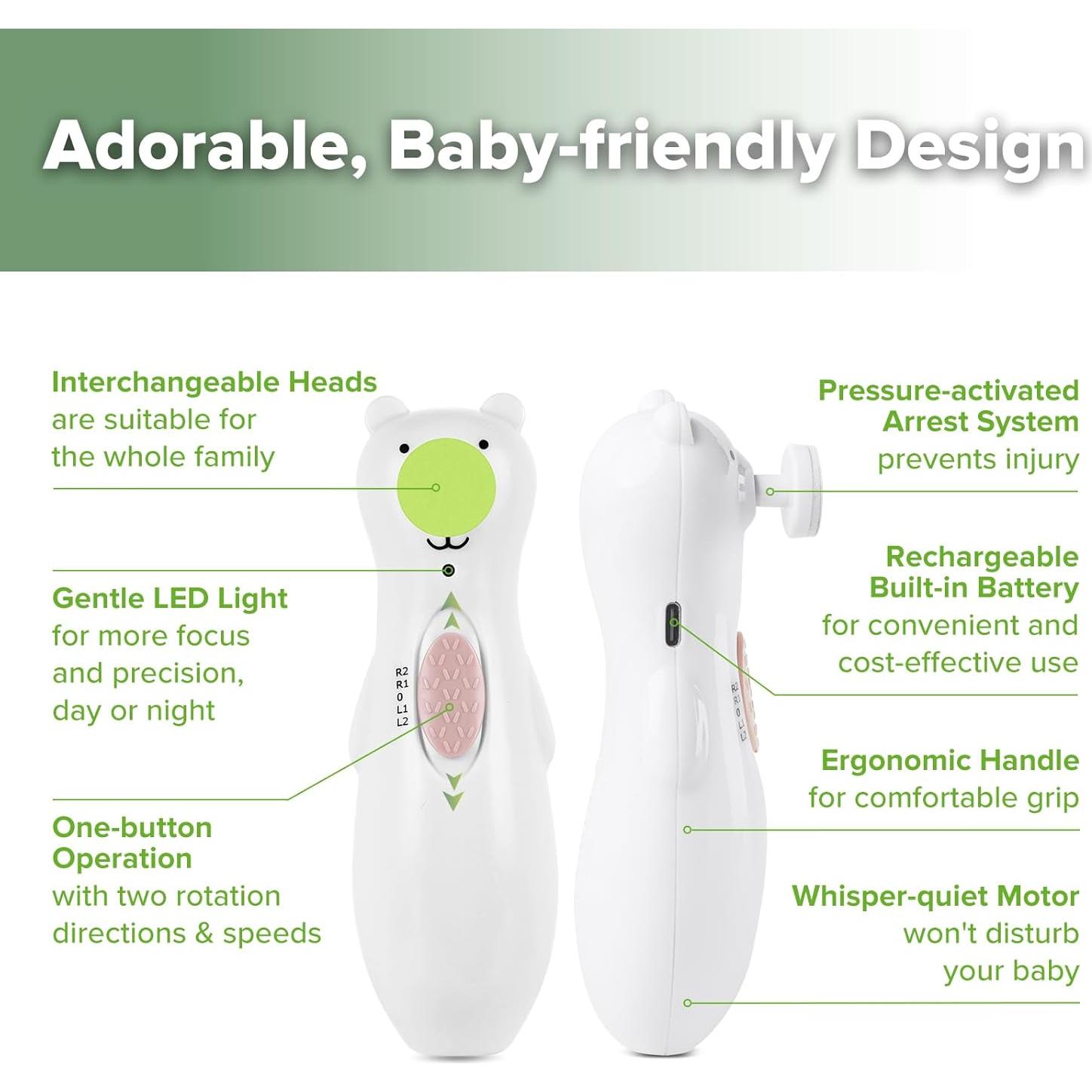 Lima de Uñas Eléctrica Recargable Haakaa para Bebés y Adultos