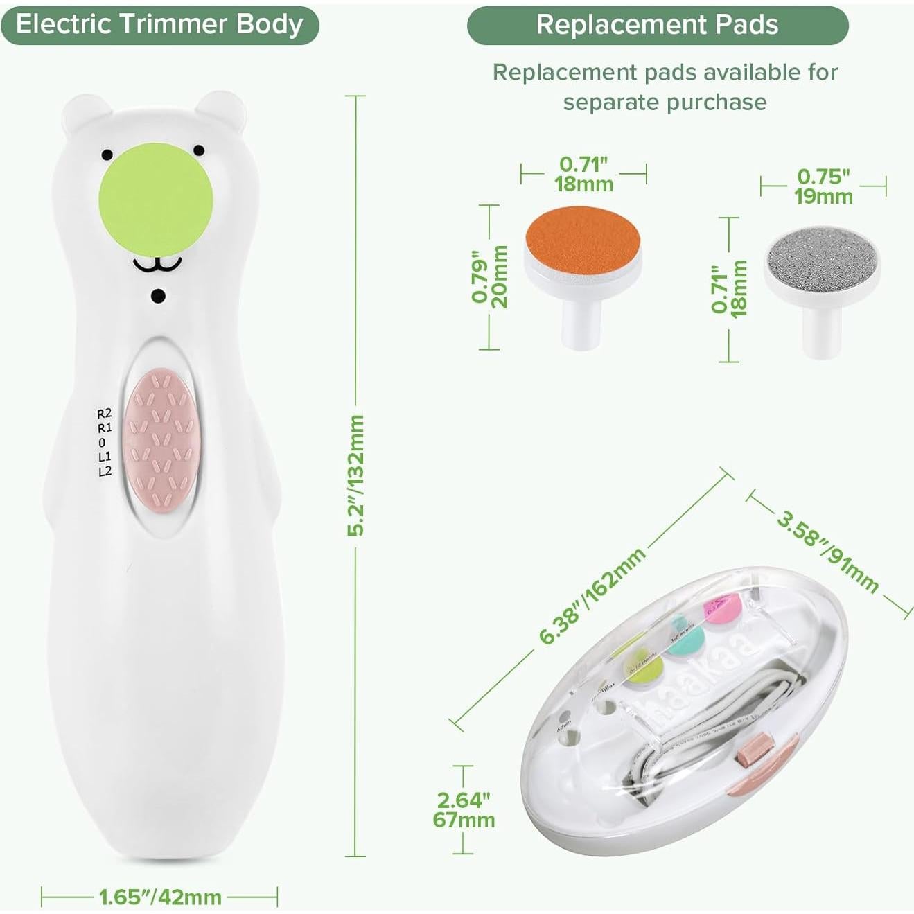 Lima de Uñas Eléctrica Recargable Haakaa para Bebés y Adultos