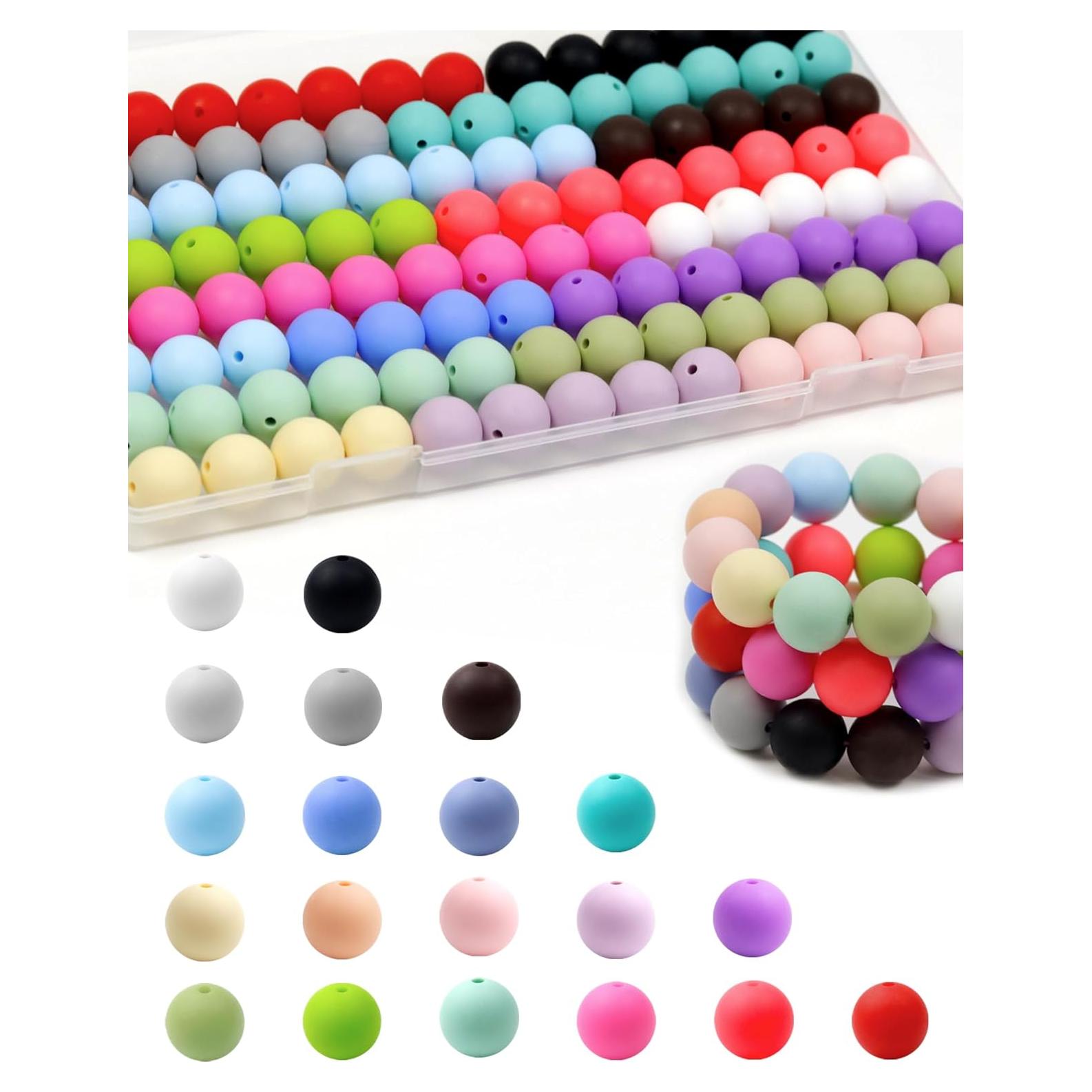 120 Perlas de Silicona 15mm FIVEIZERO en 20 Colores Mezclados