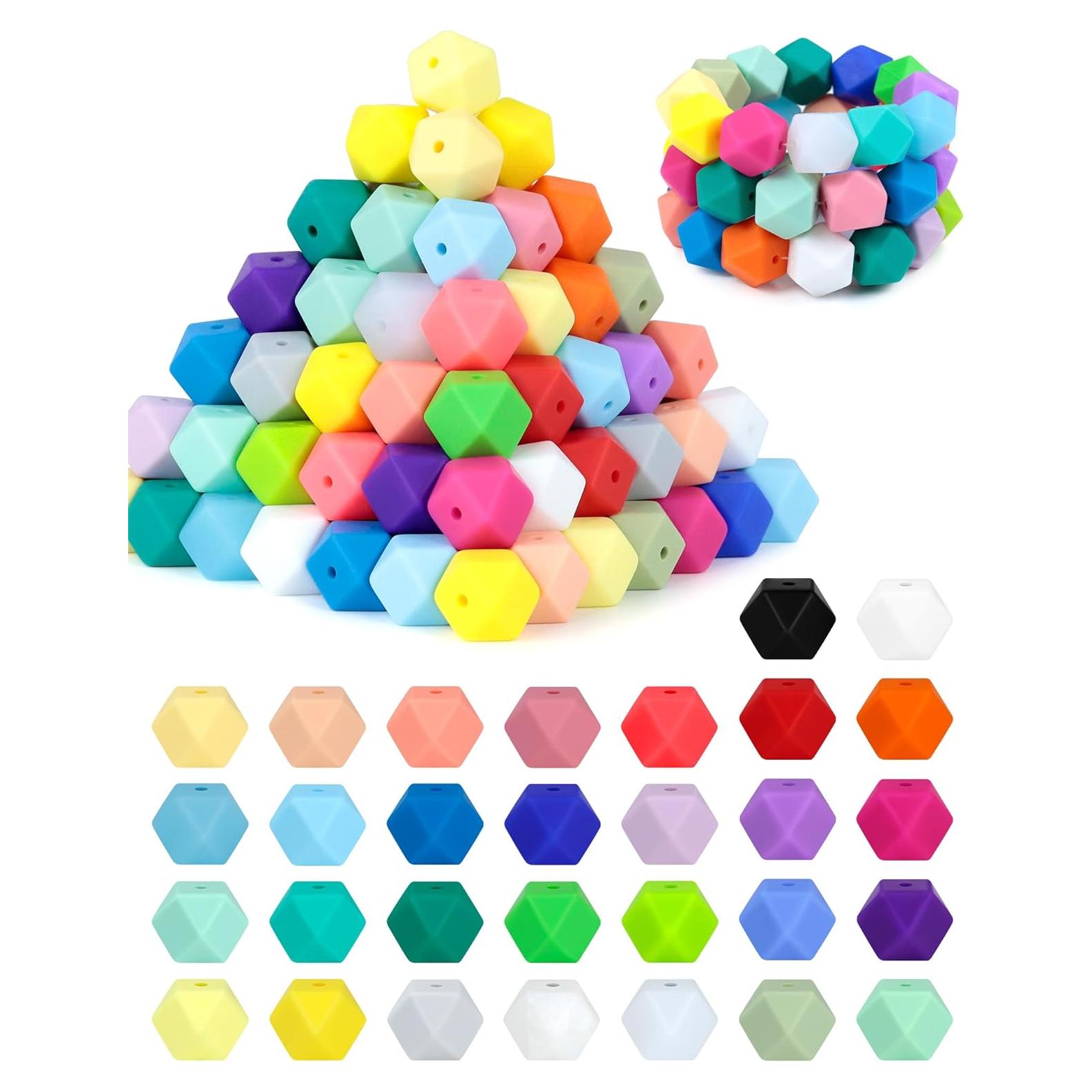 90PCS Cuentas de Silicona Hexagonales FIVEIZERO 14mm 30 Colores