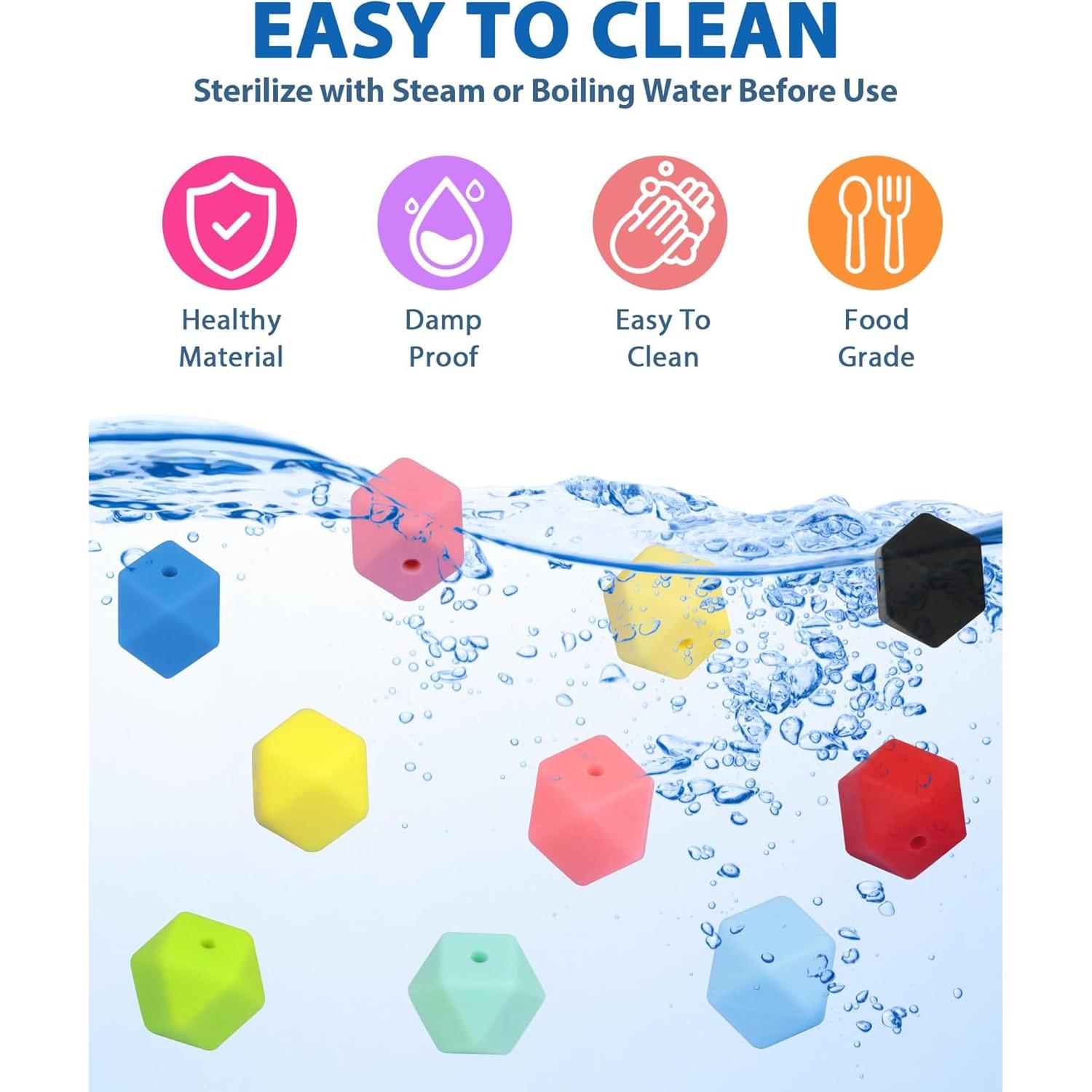 90PCS Cuentas de Silicona Hexagonales FIVEIZERO 14mm 30 Colores