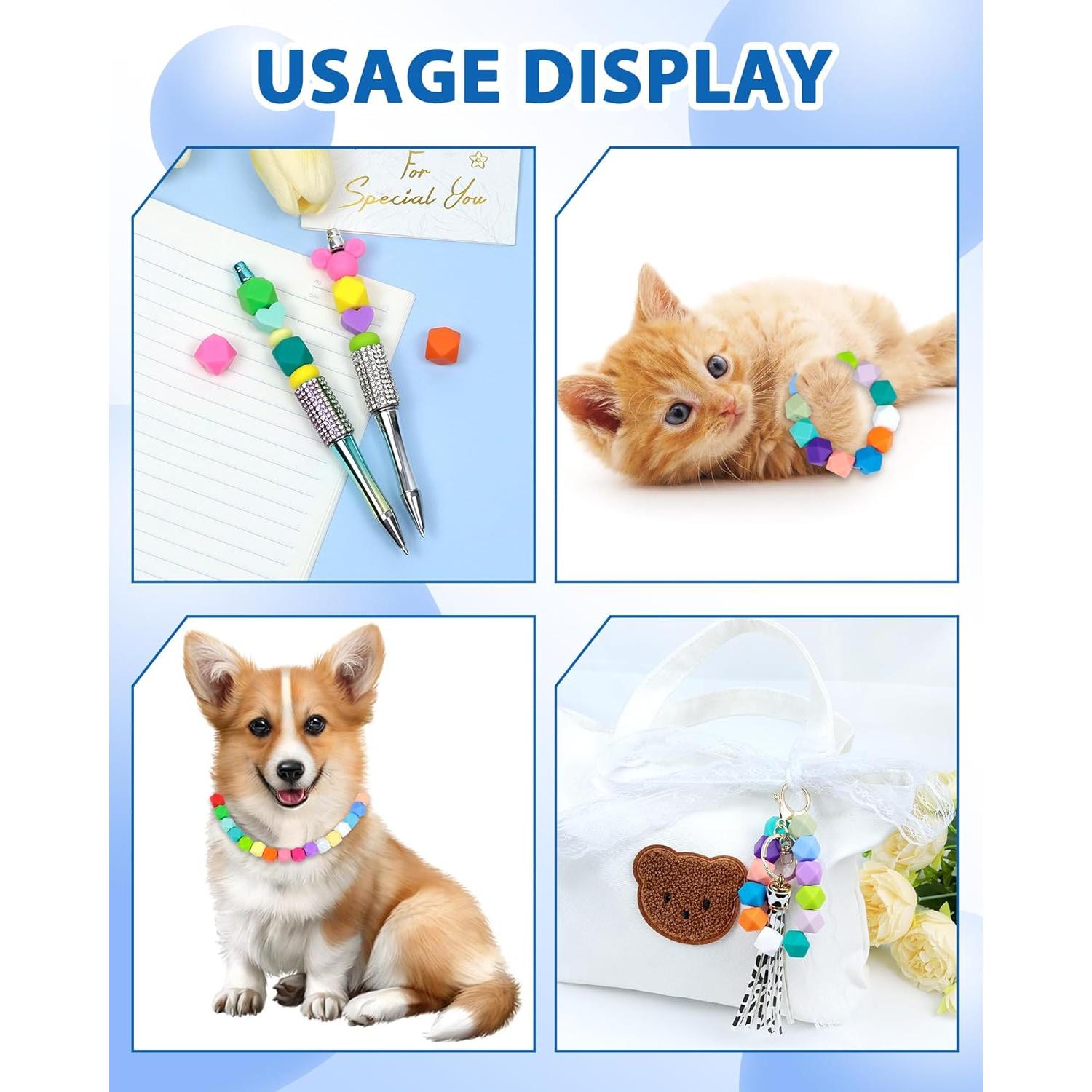 90PCS Cuentas de Silicona Hexagonales FIVEIZERO 14mm 30 Colores