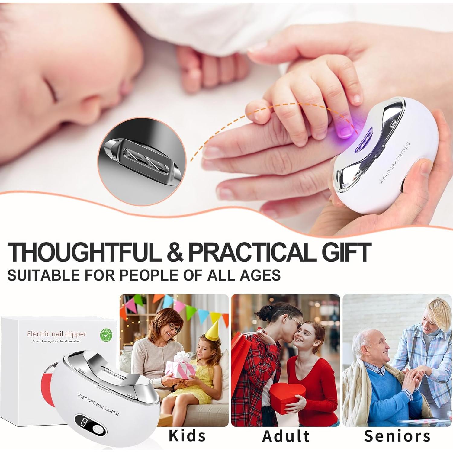 Cortador de Uñas Eléctrico Foleto Blanco, 3 Velocidades, USB