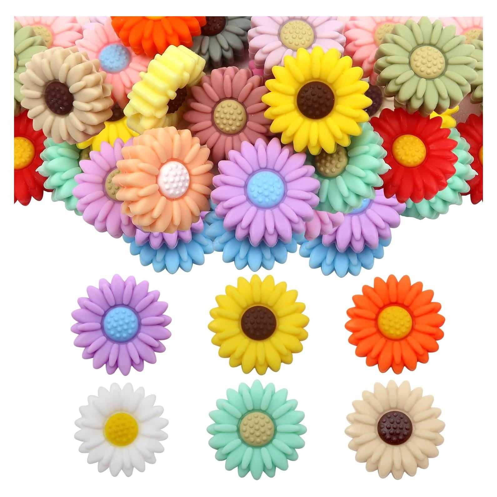 20 Perlas de Silicona Coloridas Flor Margarita TOAOB 20mm