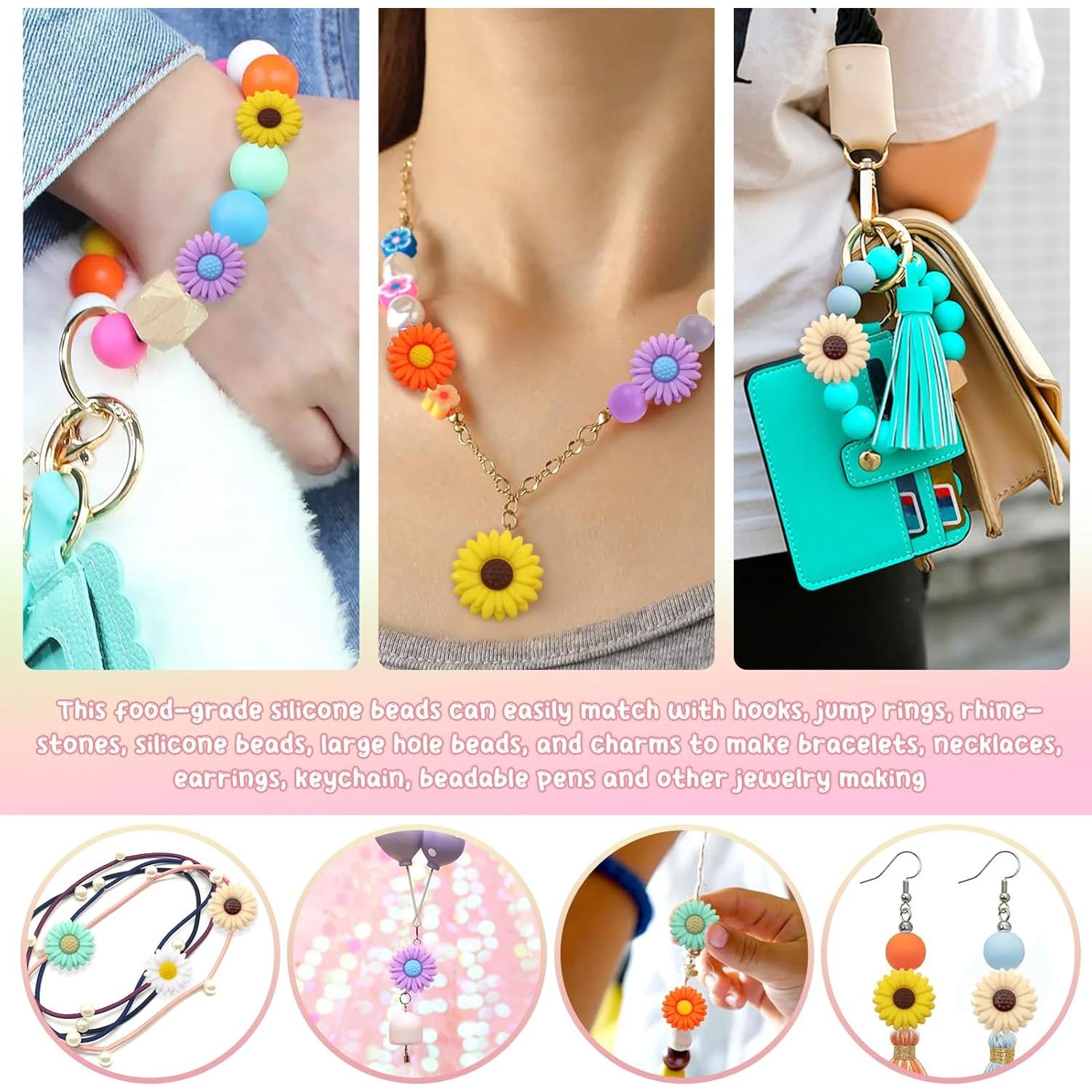 20 Perlas de Silicona Coloridas Flor Margarita TOAOB 20mm