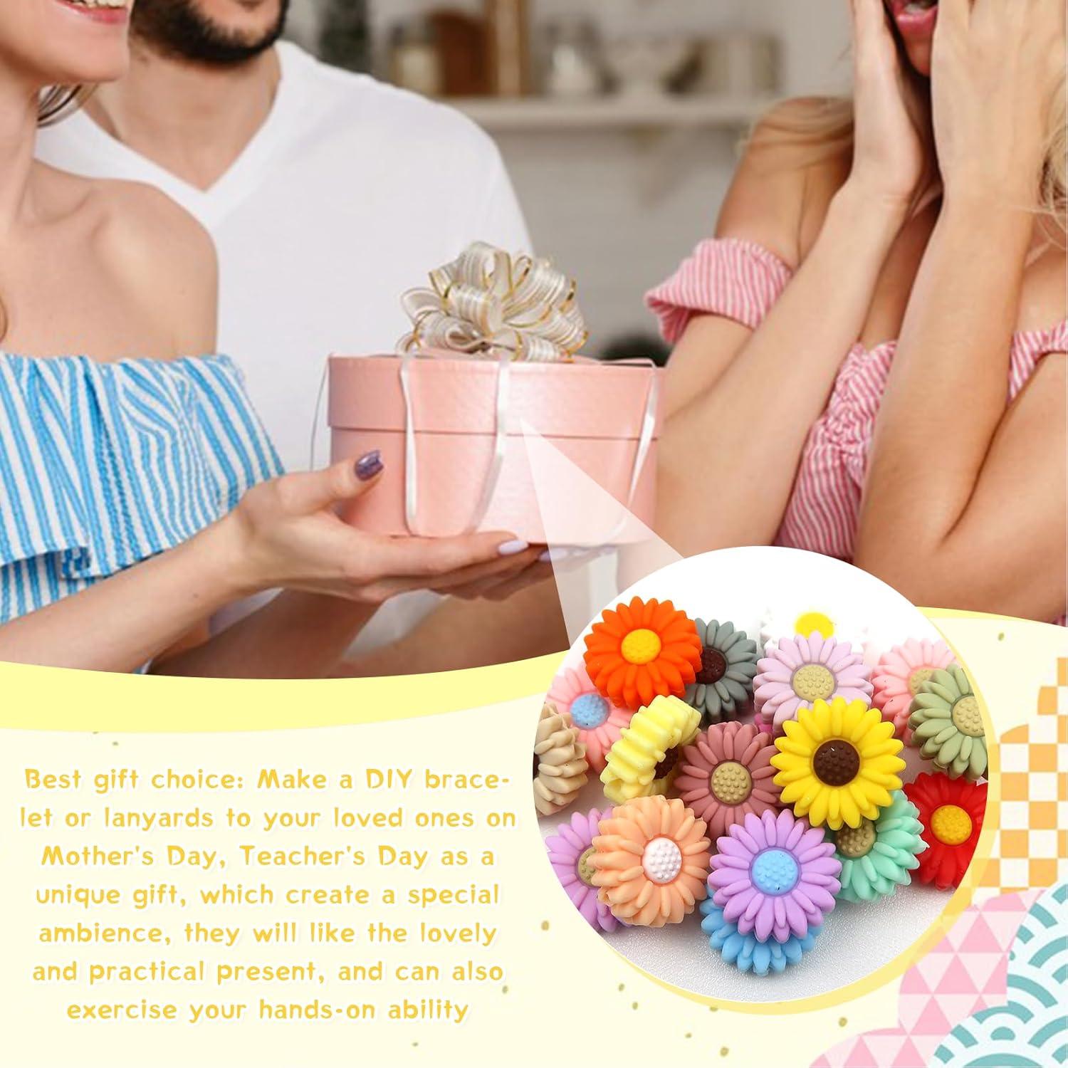 20 Perlas de Silicona Coloridas Flor Margarita TOAOB 20mm