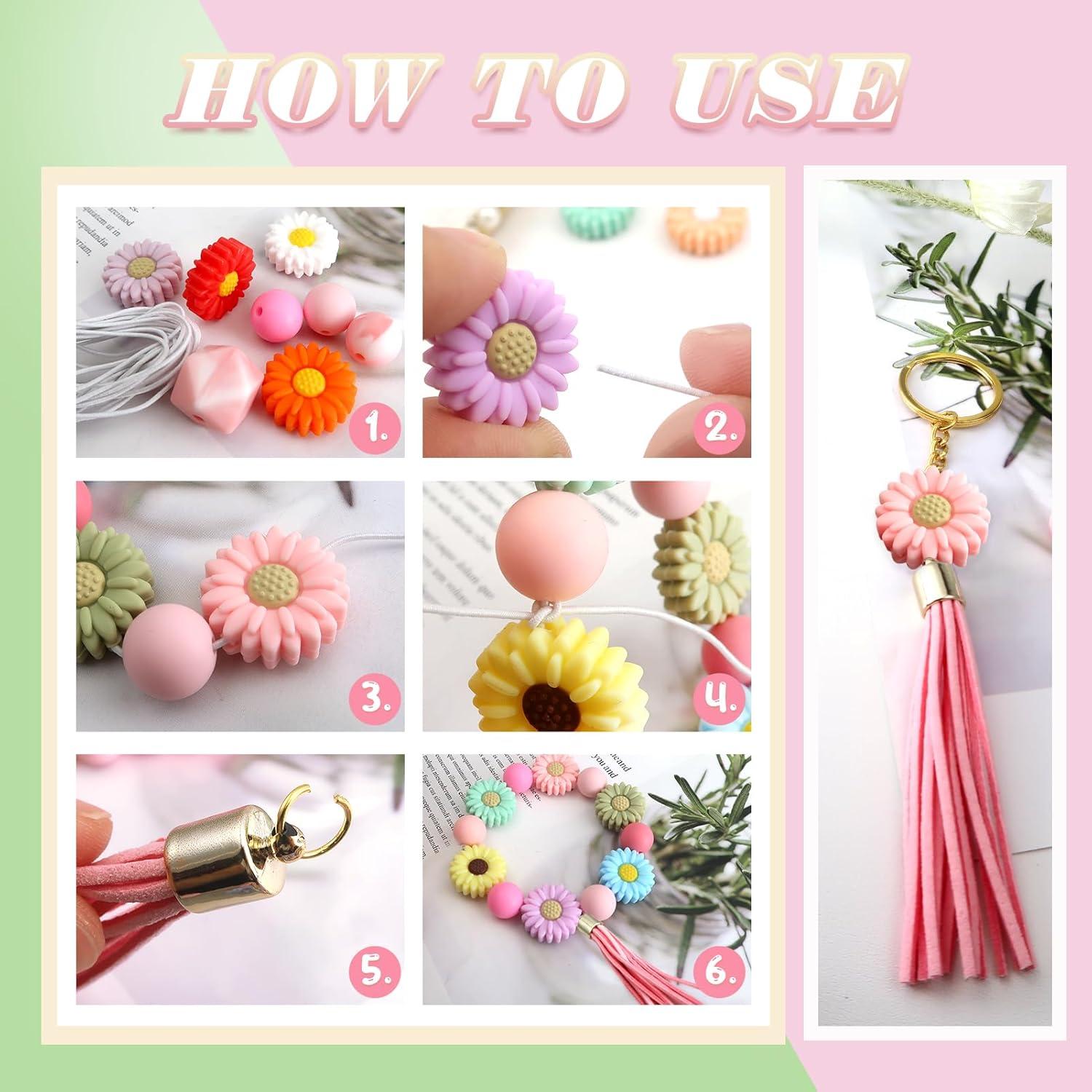 20 Perlas de Silicona Coloridas Flor Margarita TOAOB 20mm