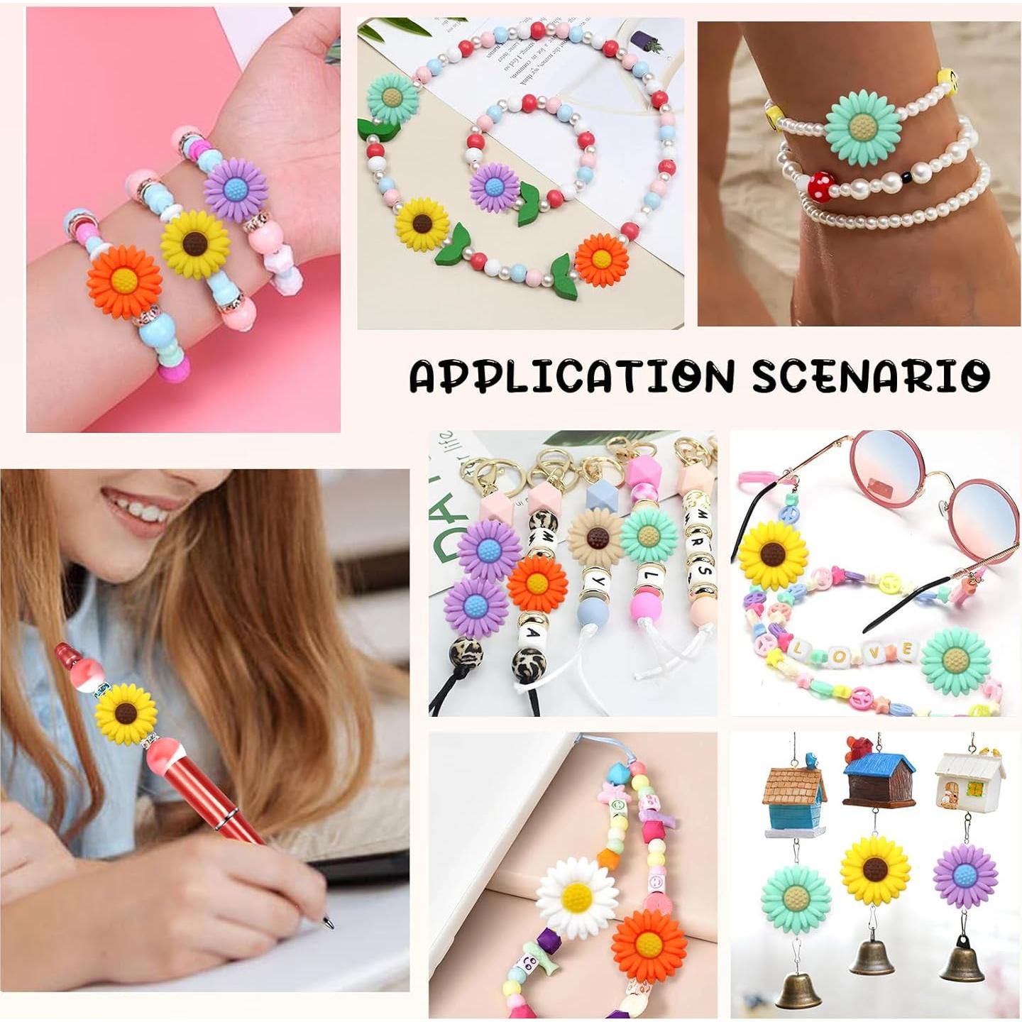 20 Perlas de Silicona Coloridas Flor Margarita TOAOB 20mm