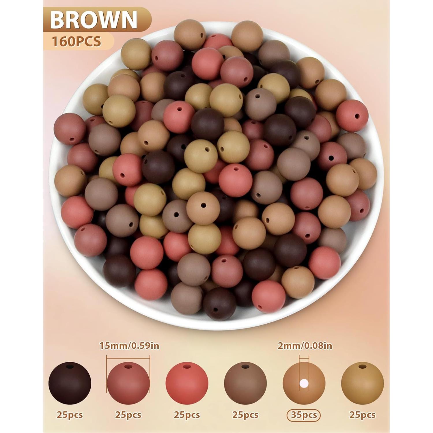 160 Perlas de Silicona 15mm FIVEIZERO para Manualidades DIY