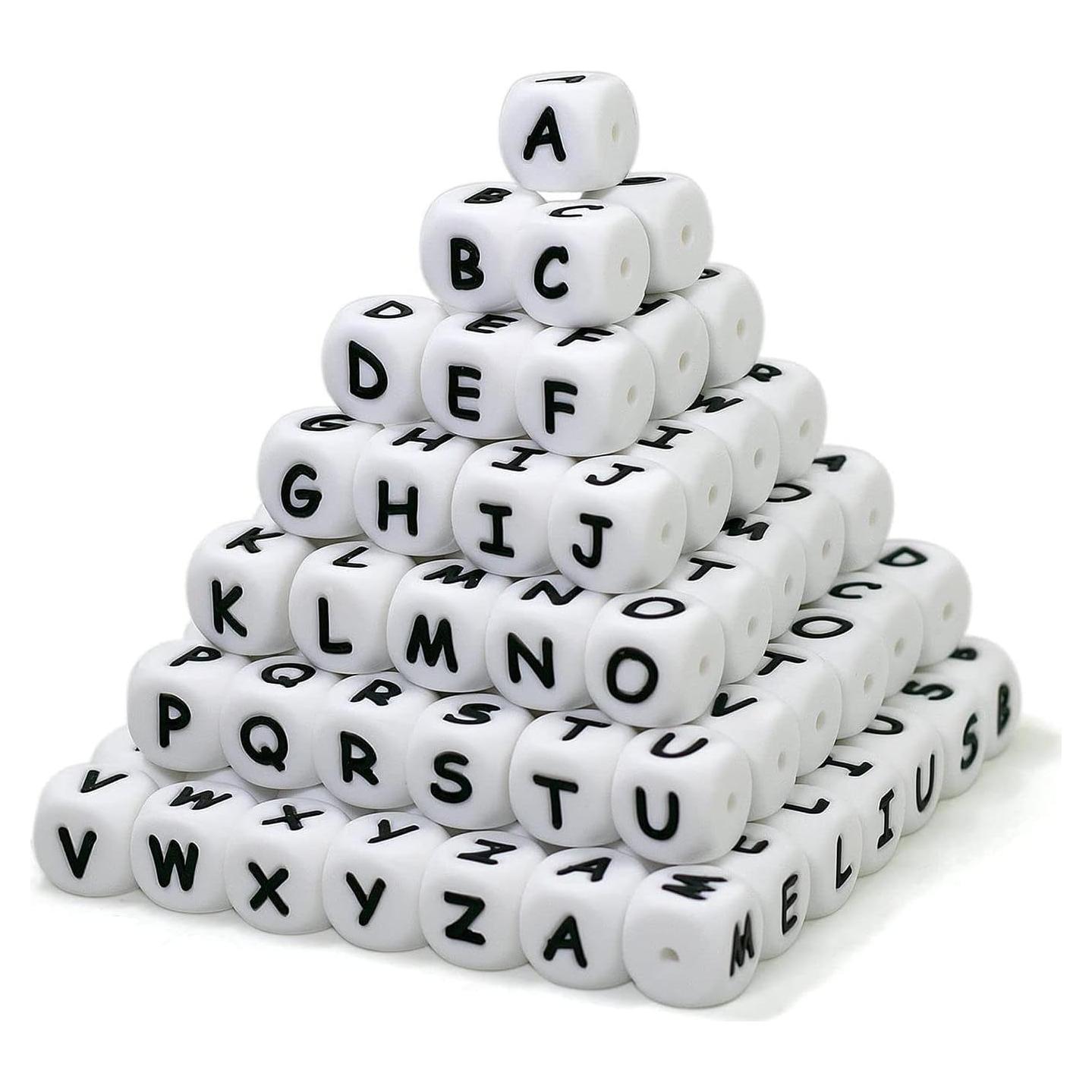 Perlas de Silicona Melius 110 Pcs Letras A-Z 12mm Blancas