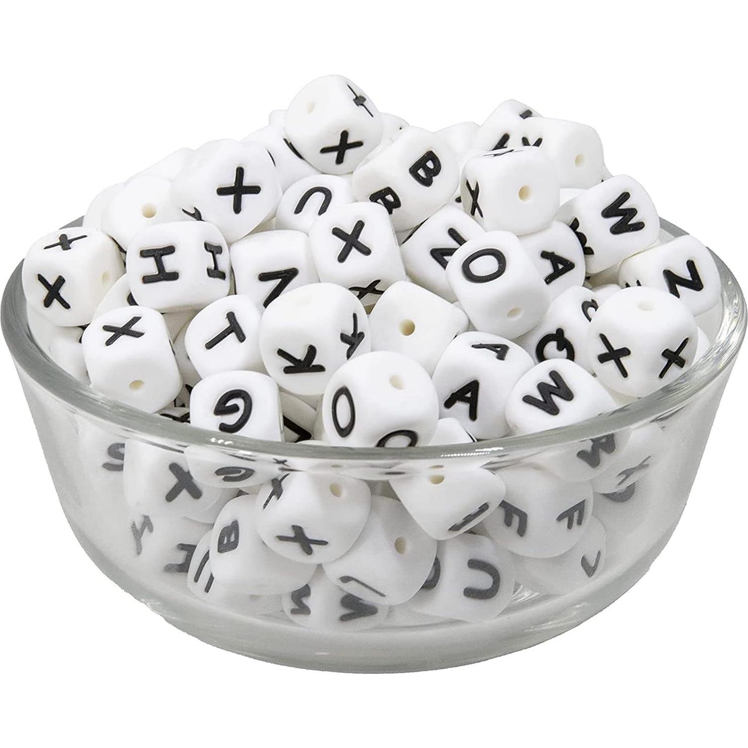 Perlas de Silicona Melius 110 Pcs Letras A-Z 12mm Blancas