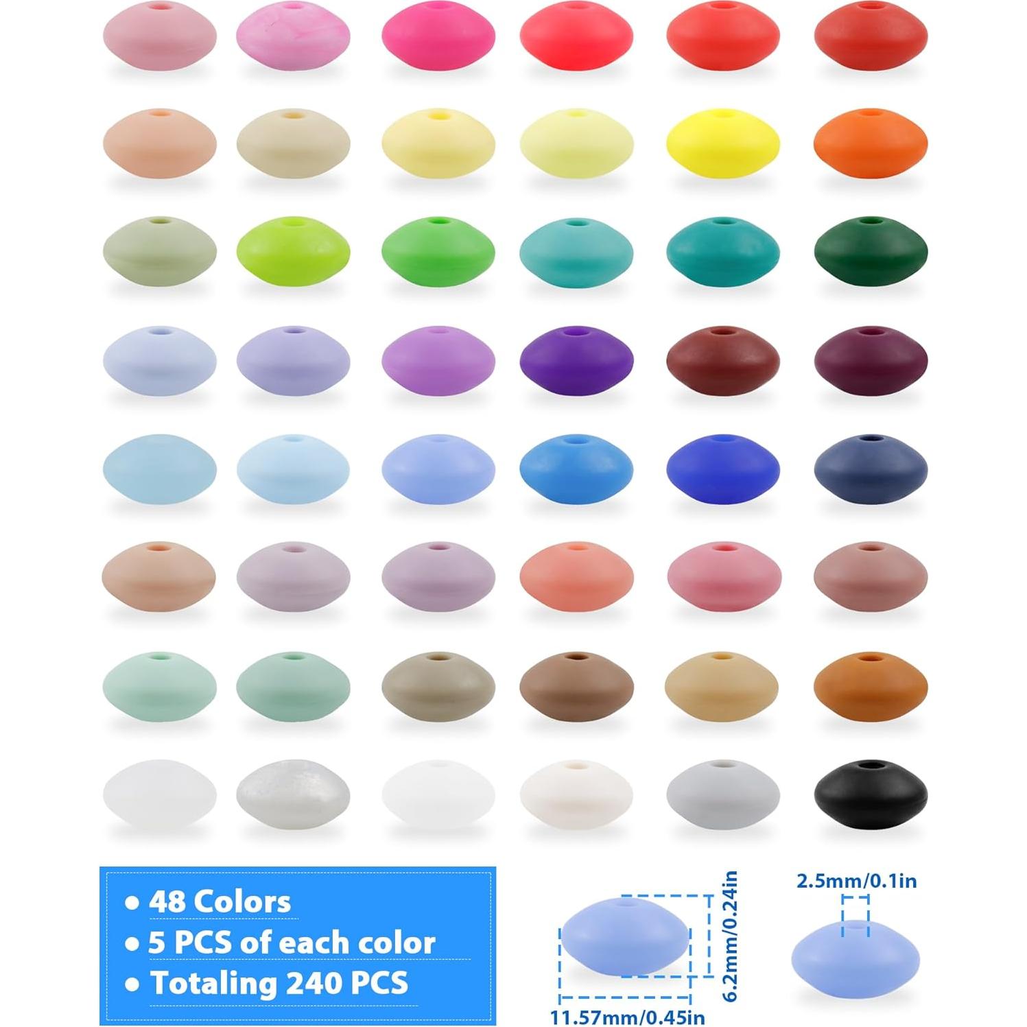 Perlas de Silicona FIVEIZERO 240Pcs 12mm 48 Colores Manualidades
