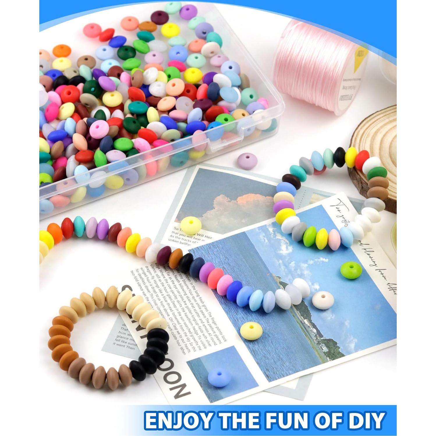 Perlas de Silicona FIVEIZERO 240Pcs 12mm 48 Colores Manualidades