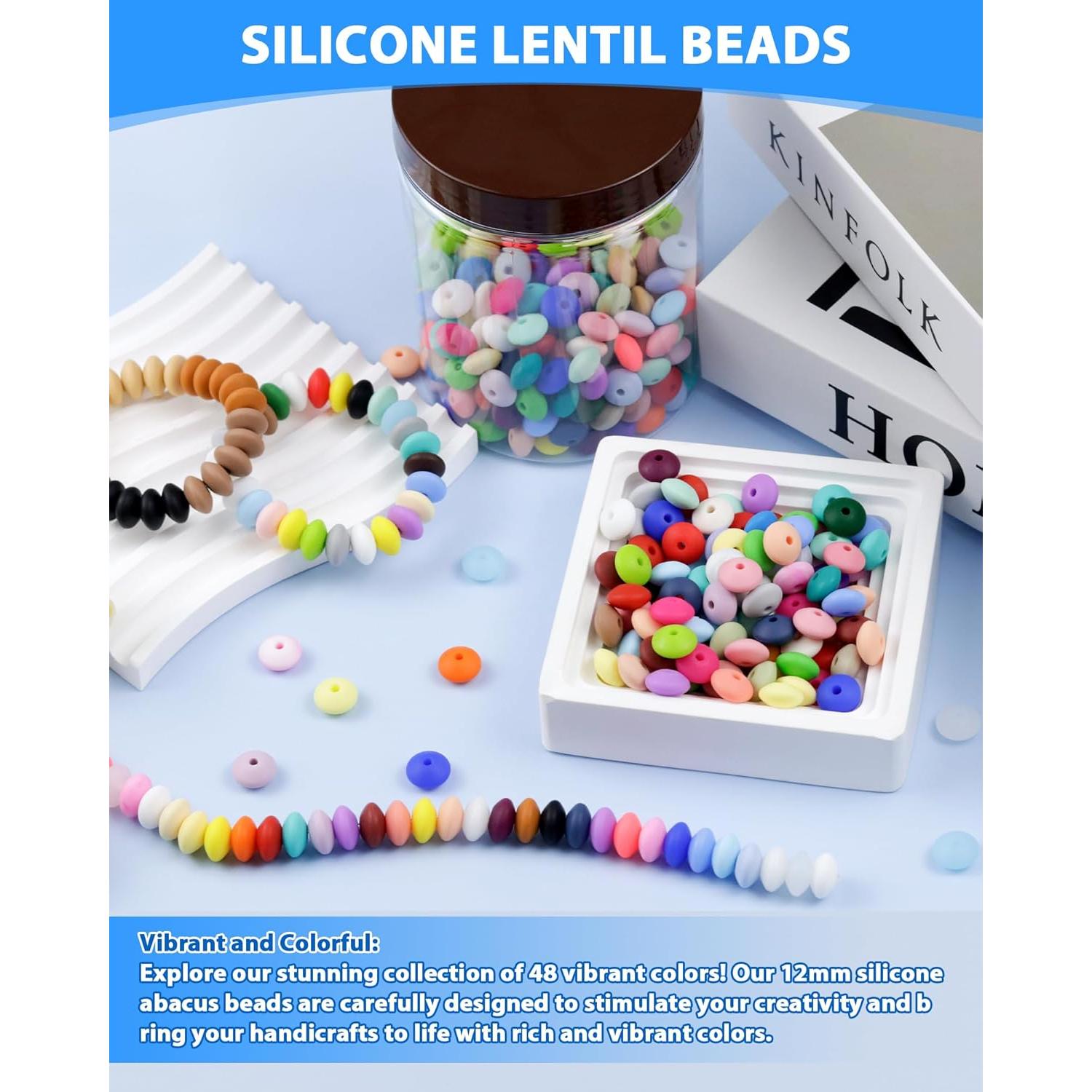 Perlas de Silicona FIVEIZERO 240Pcs 12mm 48 Colores Manualidades