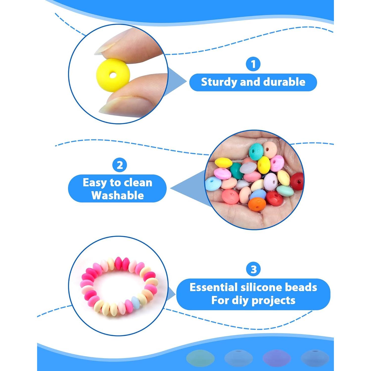 Perlas de Silicona FIVEIZERO 240Pcs 12mm 48 Colores Manualidades