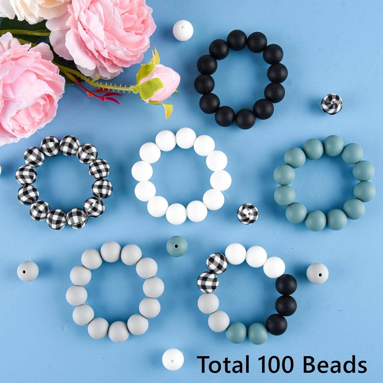 Perlas de Silicona 100 Pcs 15mm ASTARON 5 Colores Manualidades