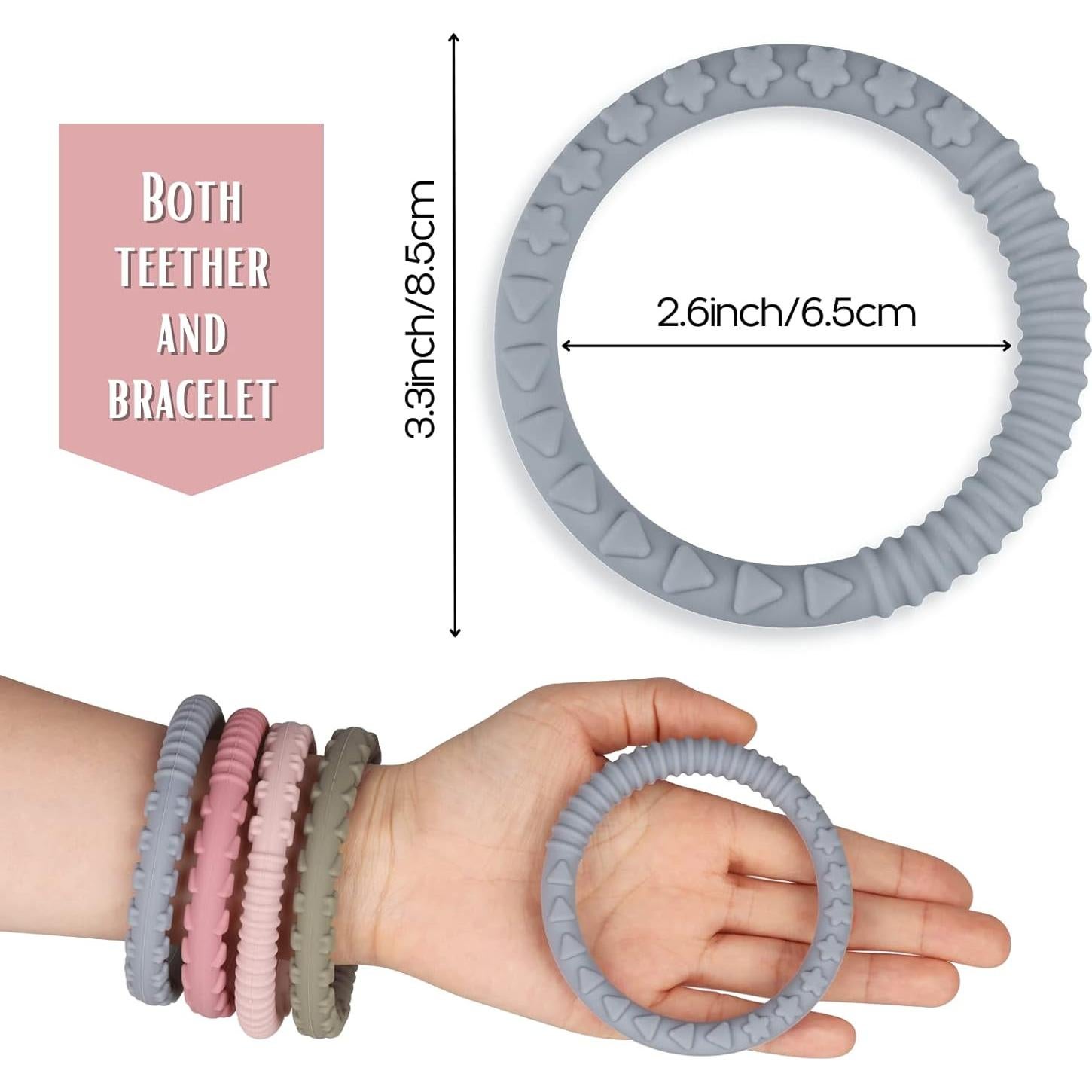 Mordedor de Silicona para Bebés - 4 Paquetes - Grado Alimenticio