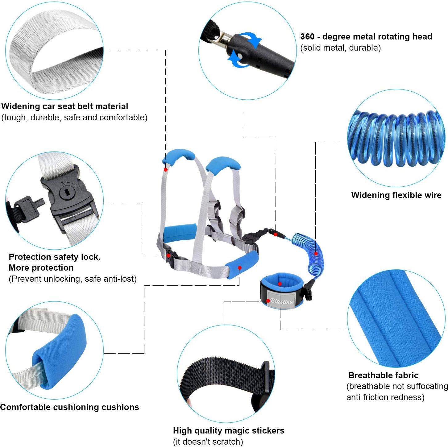 Correa Antipérdida para Niños Blisstime Azul 2 en 1 230g