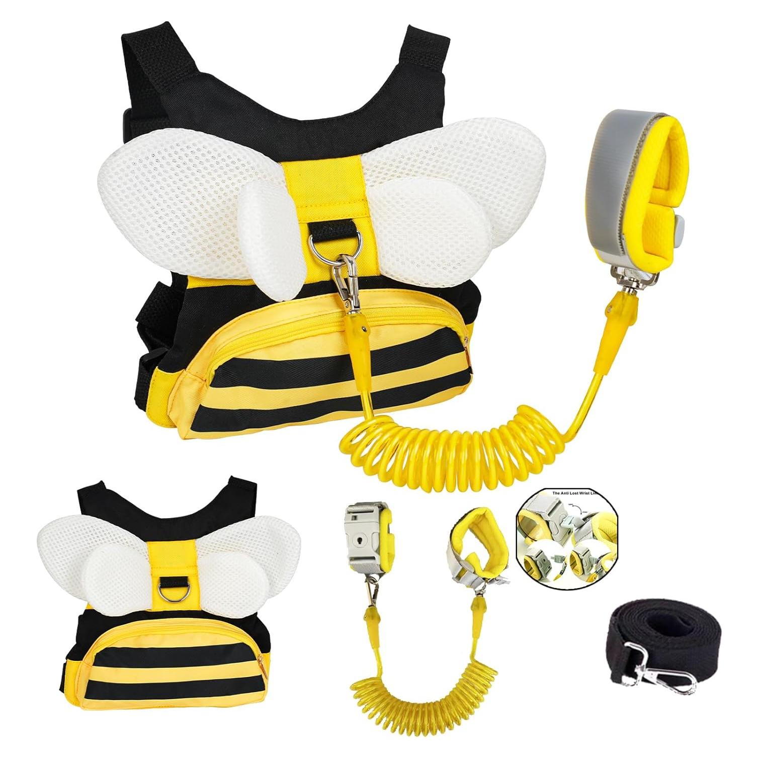 Arnés Antipérdida para Niños con Enlace de Muñeca - Abeja Amarilla