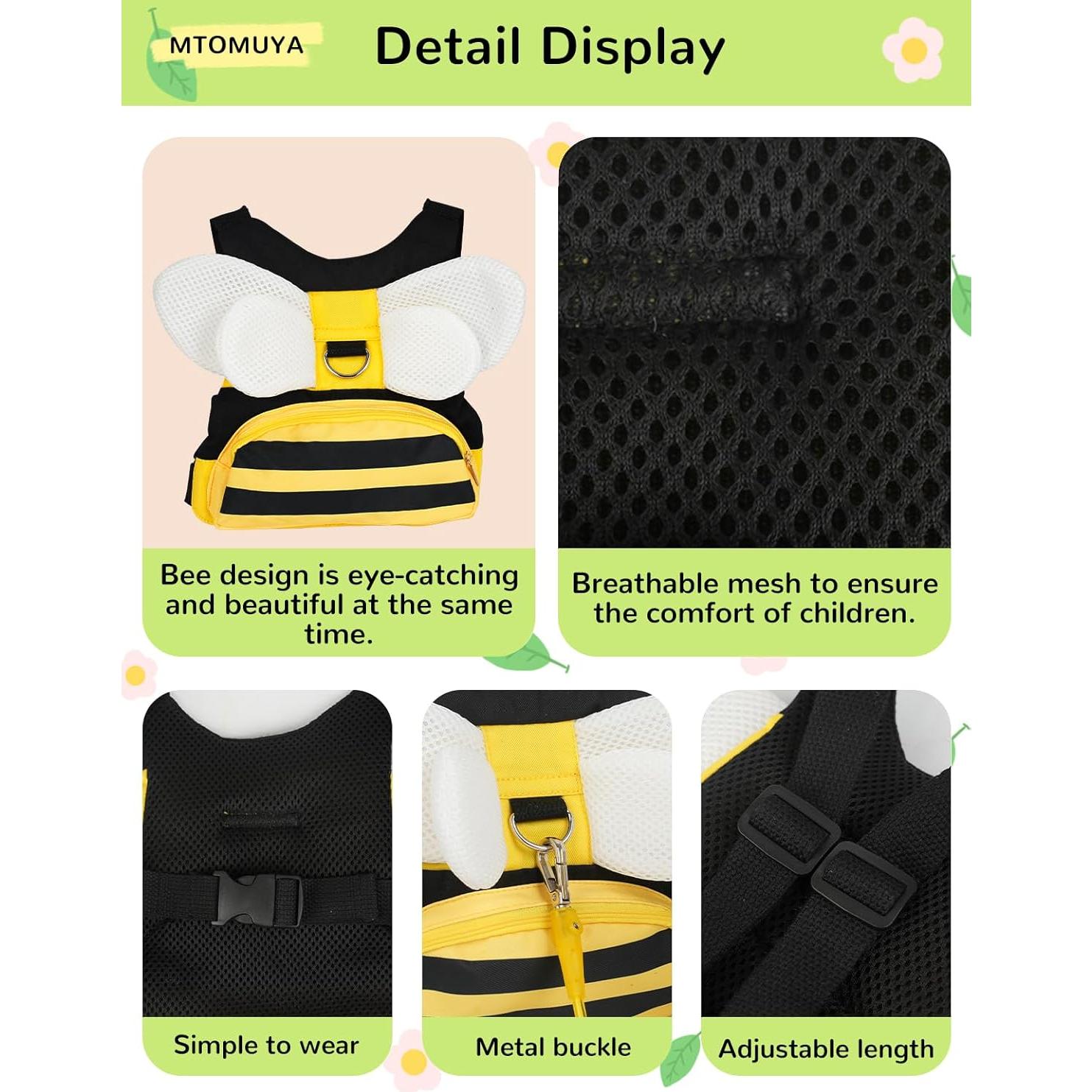 Arnés Antipérdida para Niños con Enlace de Muñeca - Abeja Amarilla