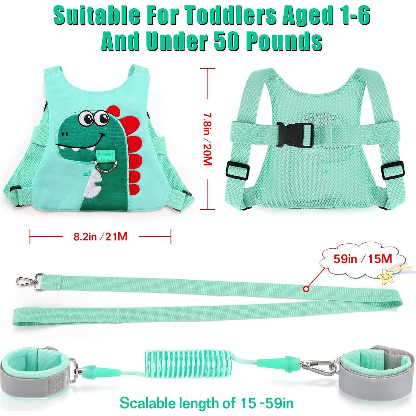 Correa Antipérdida para Niños Verde - Arnés de Seguridad Unisex