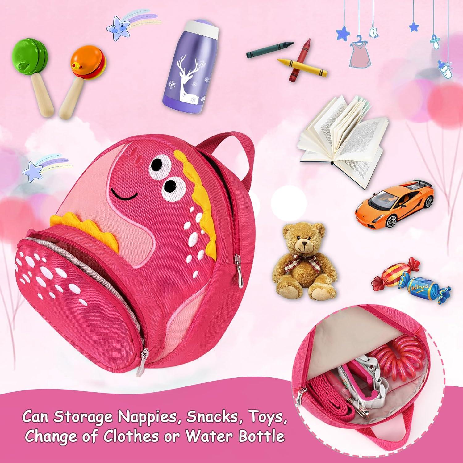 Arnés de Mochila Infantil Accmor Dinosaurio Rosa 24x20cm