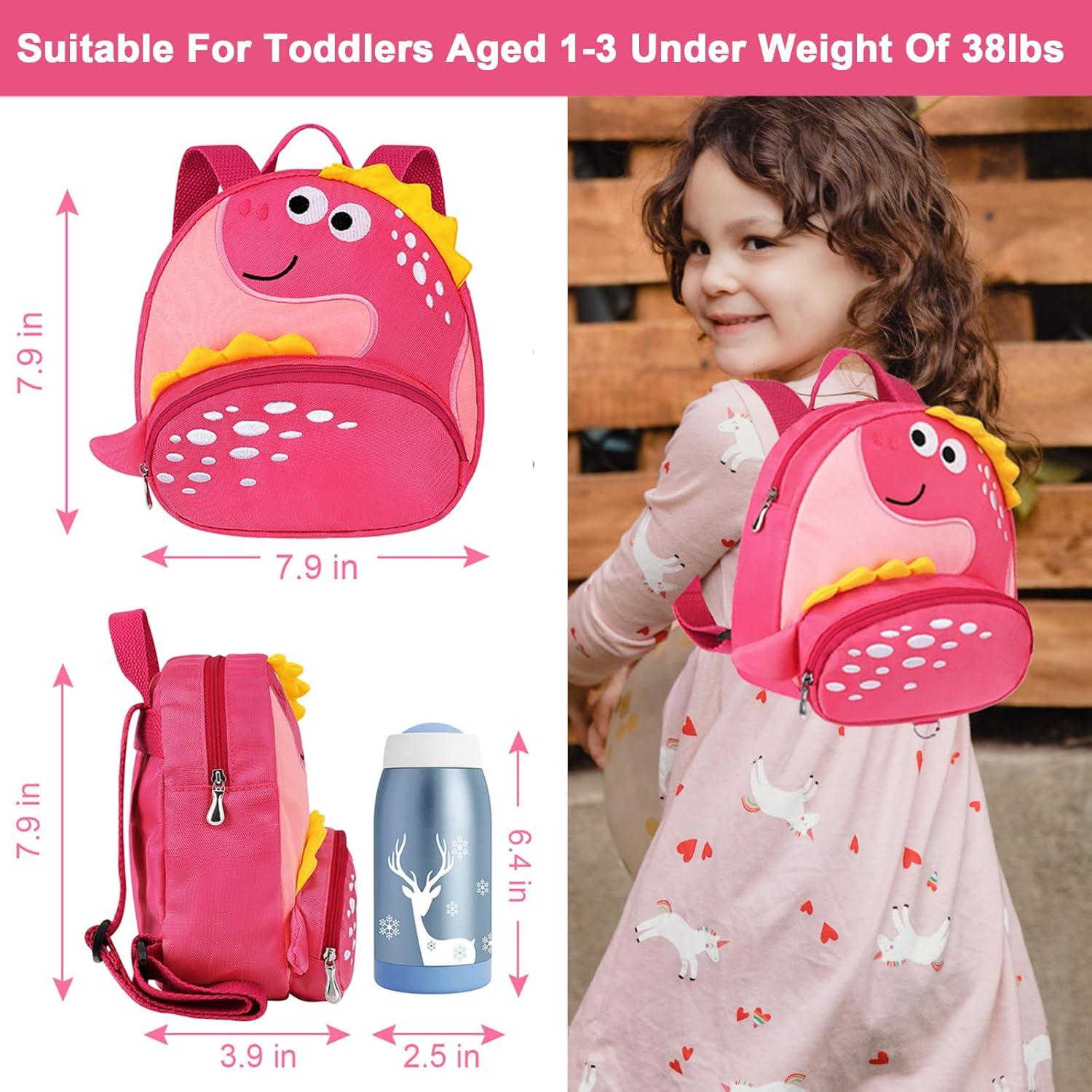 Arnés de Mochila Infantil Accmor Dinosaurio Rosa 24x20cm