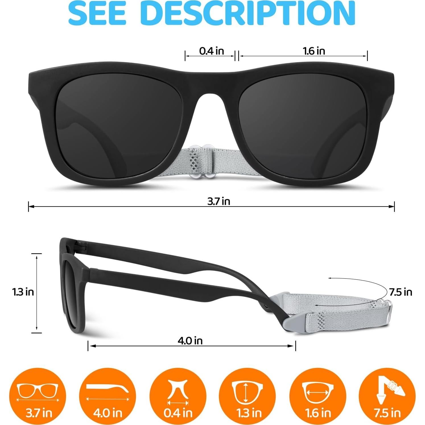 Gafas de sol RIVBOS para bebés UV400 polarizadas 0-24 meses