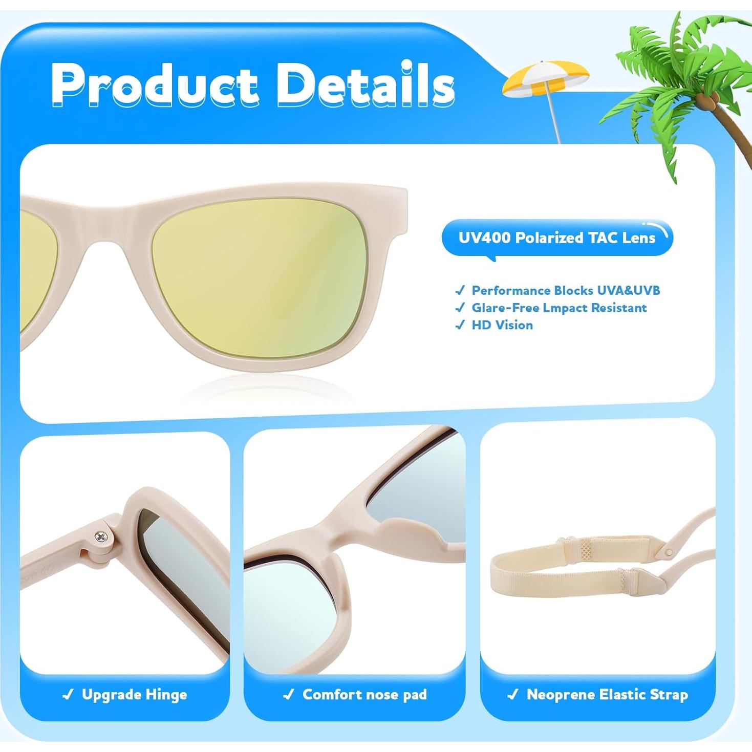 Gafas de sol polarizadas UV400 para bebés 0-2 años - 3 paquetes