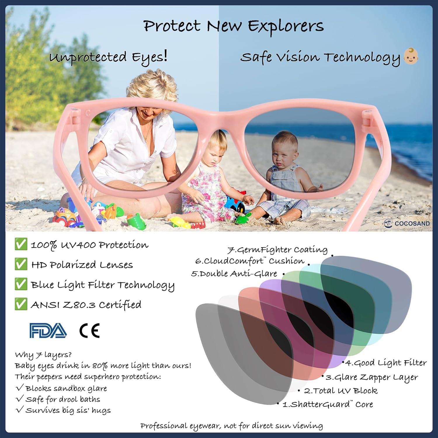 Gafas de sol flexibles COCOSAND para bebés 0-24 meses UV