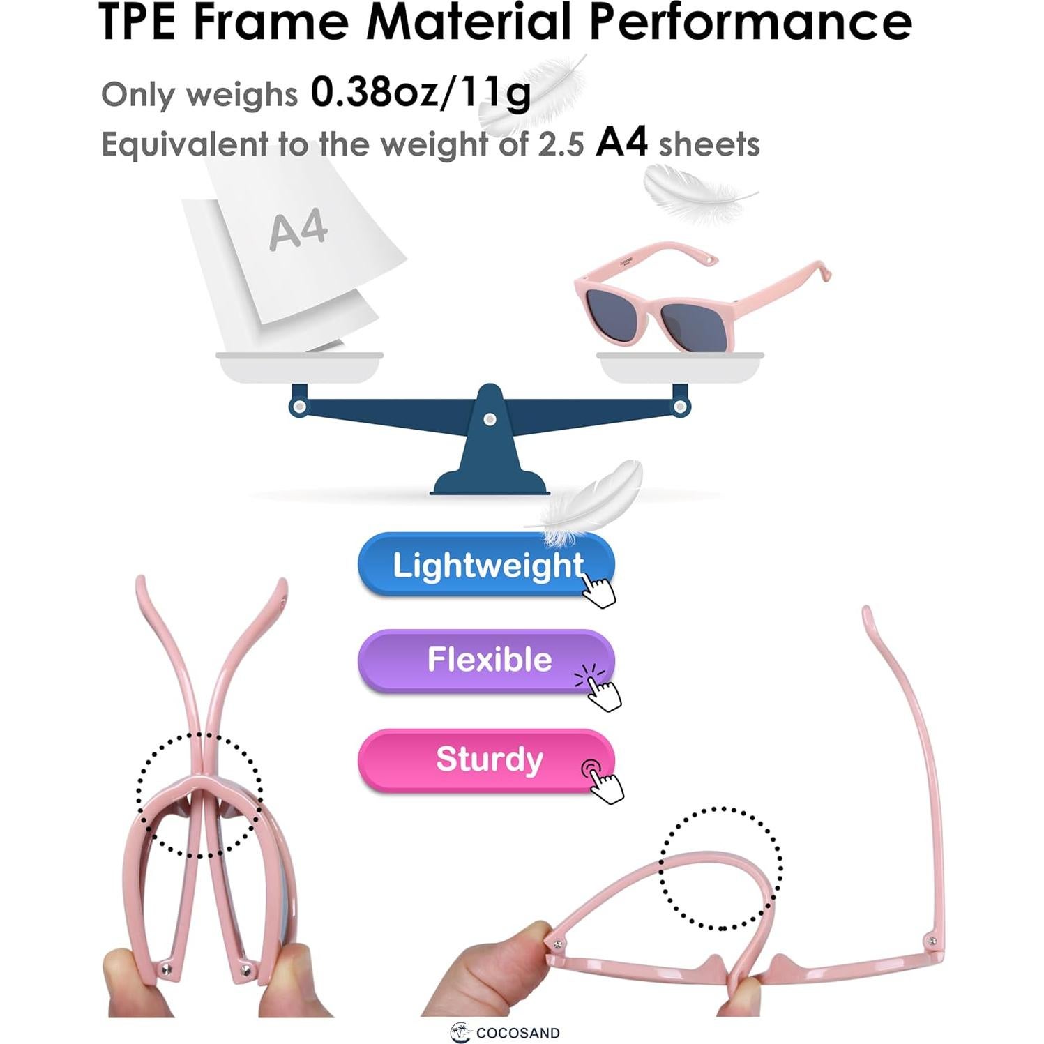 Gafas de sol flexibles COCOSAND para bebés 0-24 meses UV