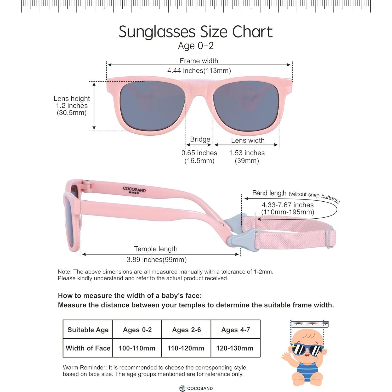 Gafas de sol flexibles COCOSAND para bebés 0-24 meses UV