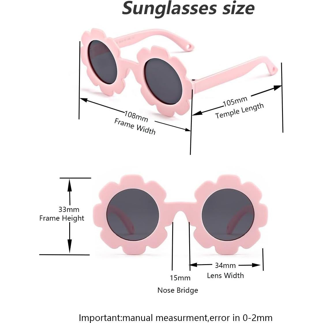 Gafas de sol polarizadas para bebés con correa ajustable - Rosa