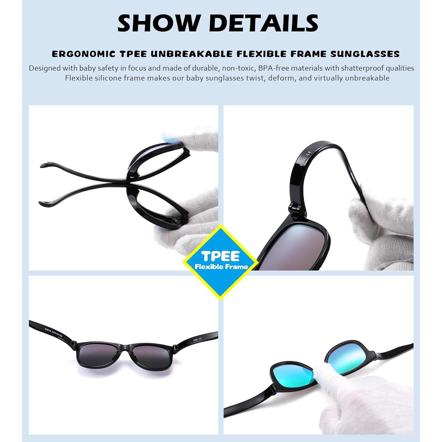 Gafas de sol polarizadas para bebés NU8041 con correa ajustable