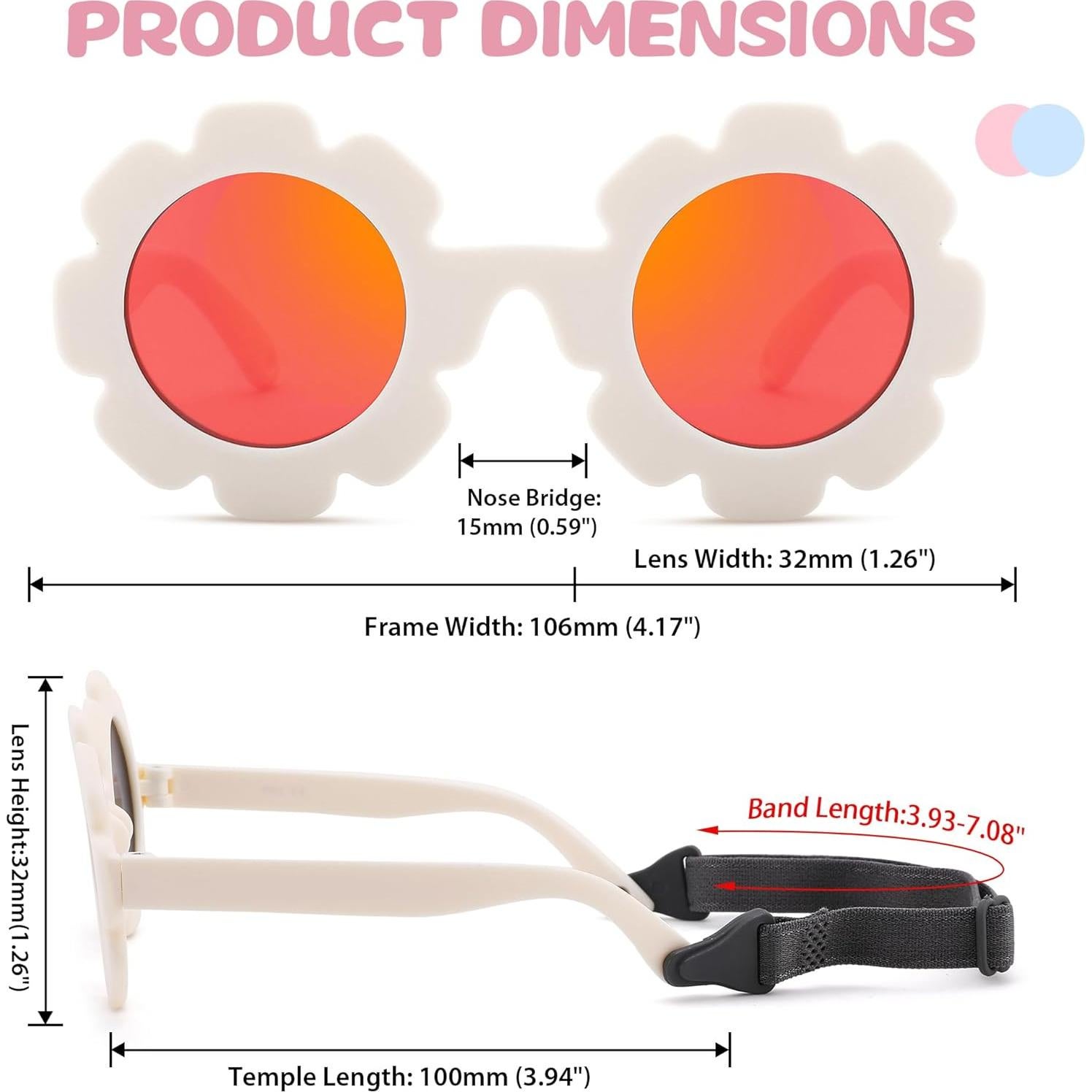Gafas de sol polarizadas UV400 para bebés - Irrompibles con flores