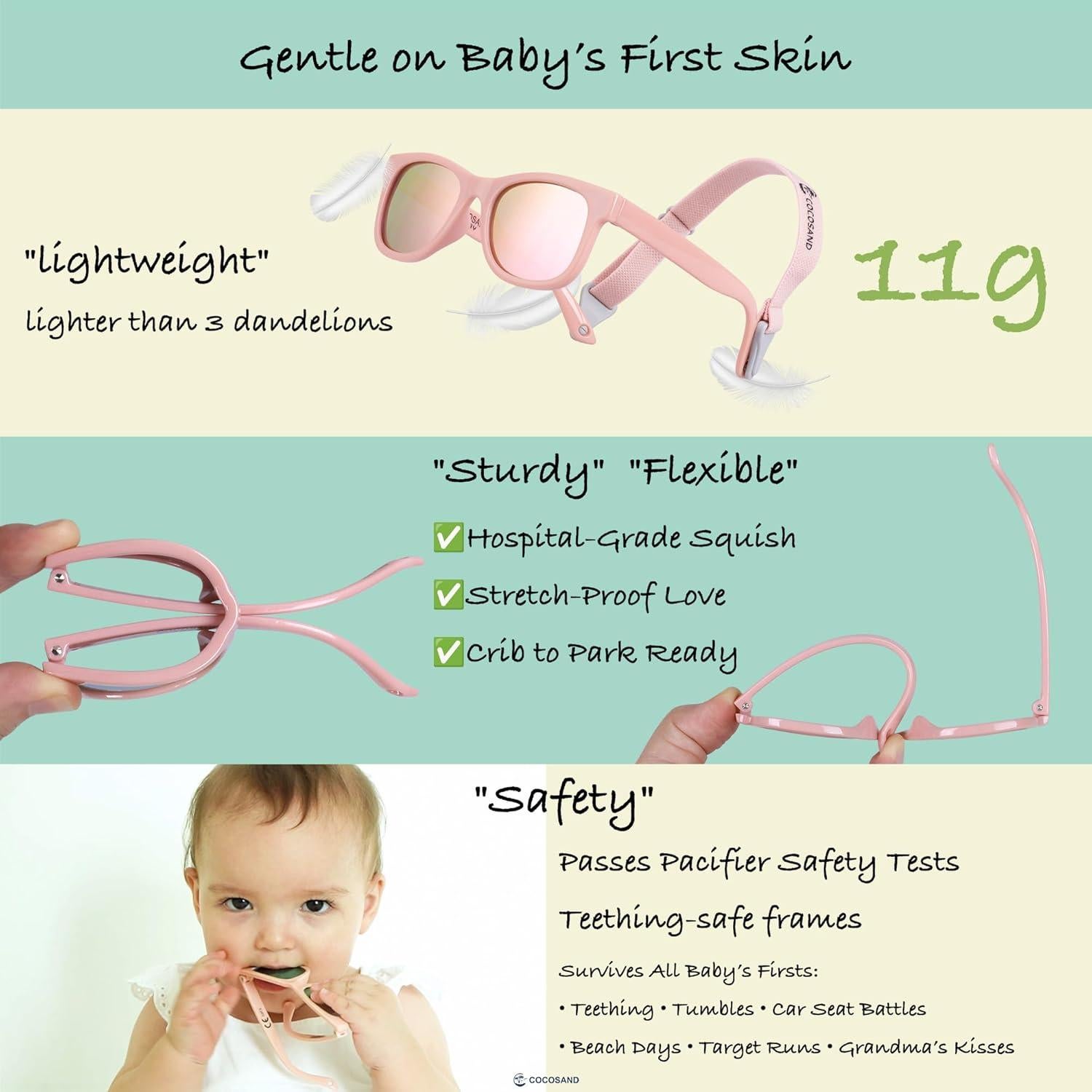 Gafas de sol polarizadas COCOSAND para bebés 0-24 meses UV