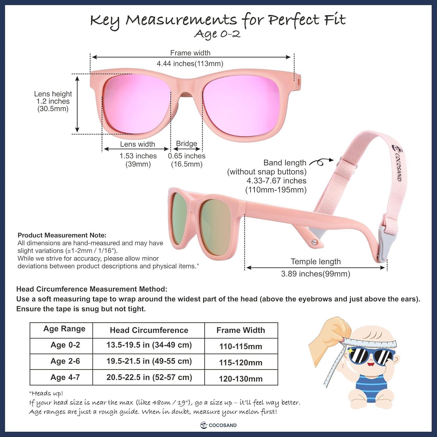 Gafas de sol polarizadas COCOSAND para bebés 0-24 meses UV