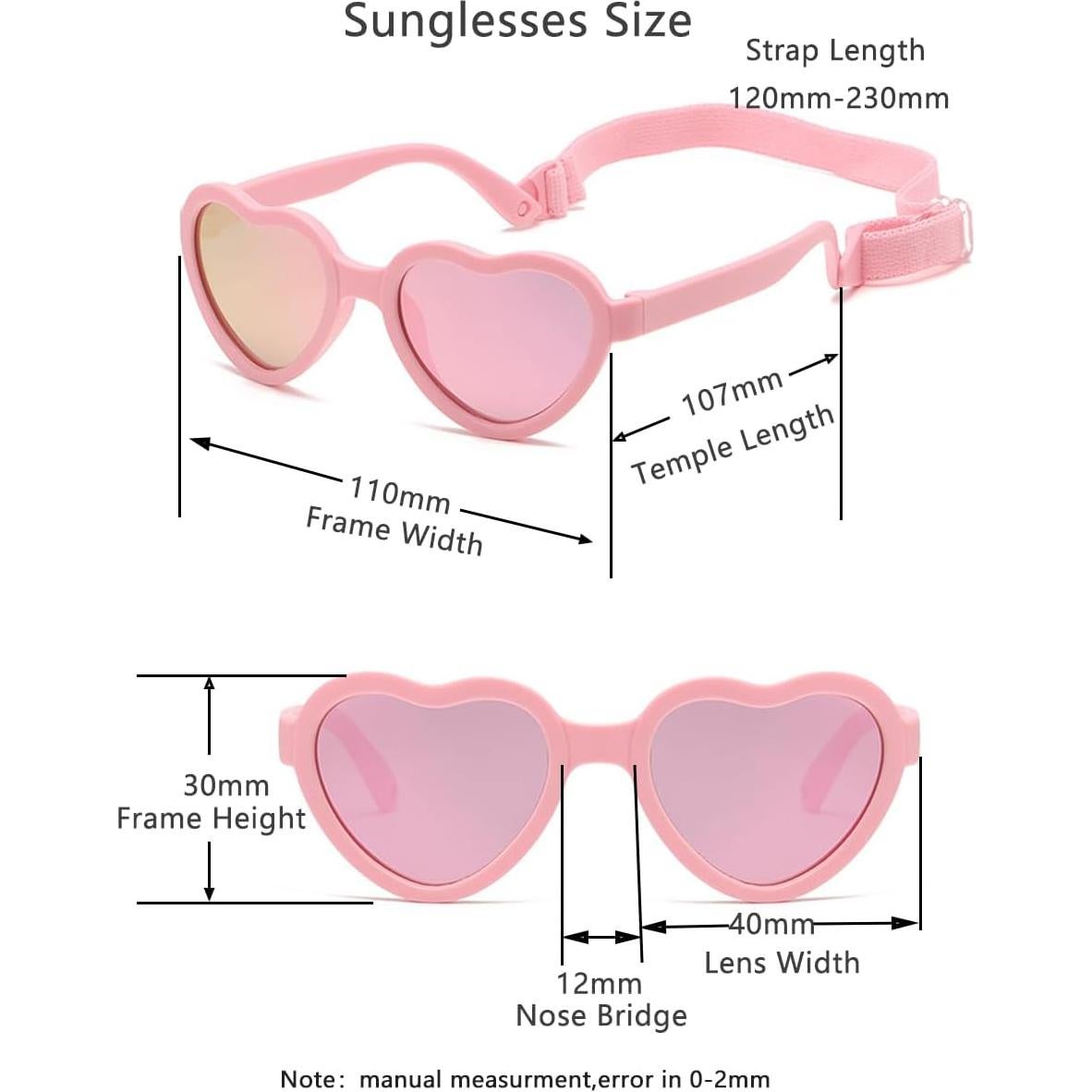 Gafas de sol polarizadas para bebés corazón con correa - UV400
